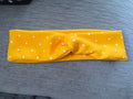 Yellow polka dot twisted headband adult/teen