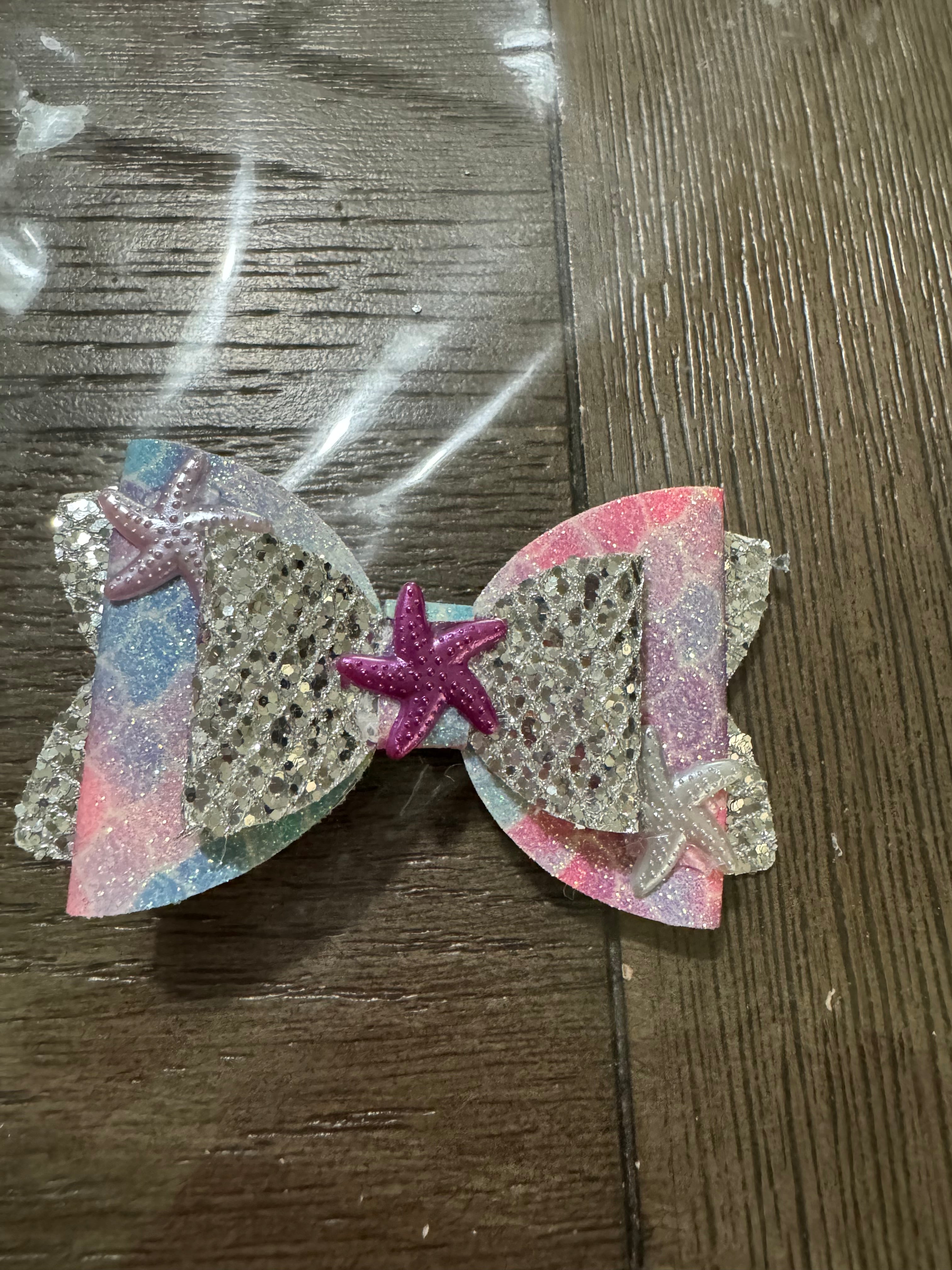 Pastel starfish straw topper bow