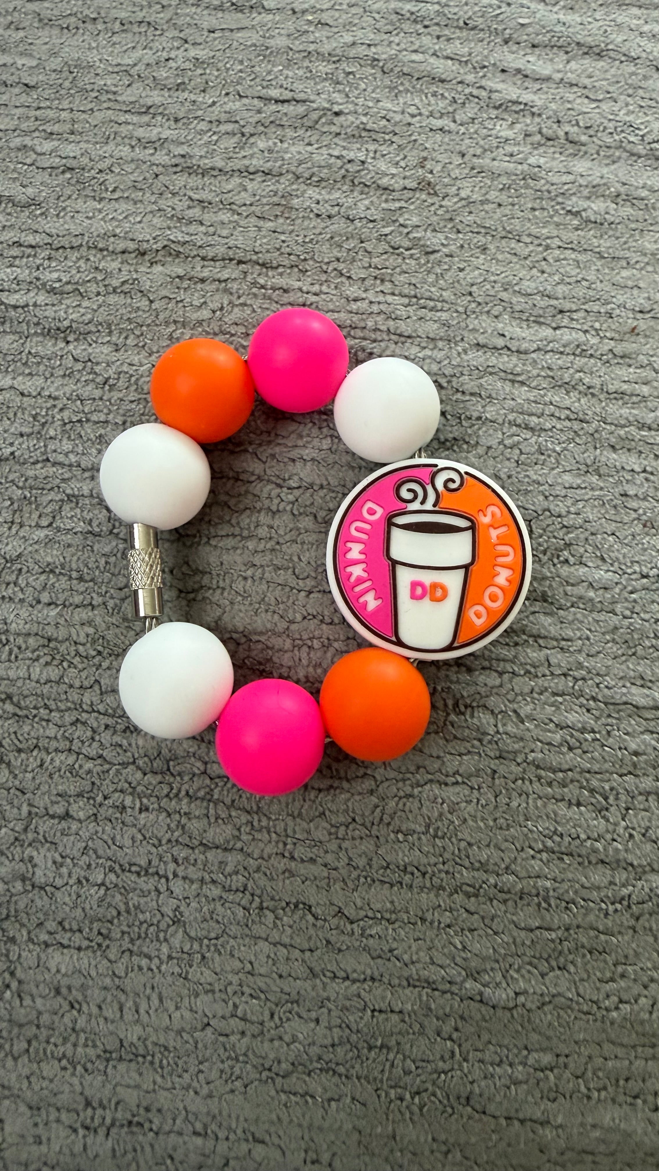 Pink and orange coffee cup charm