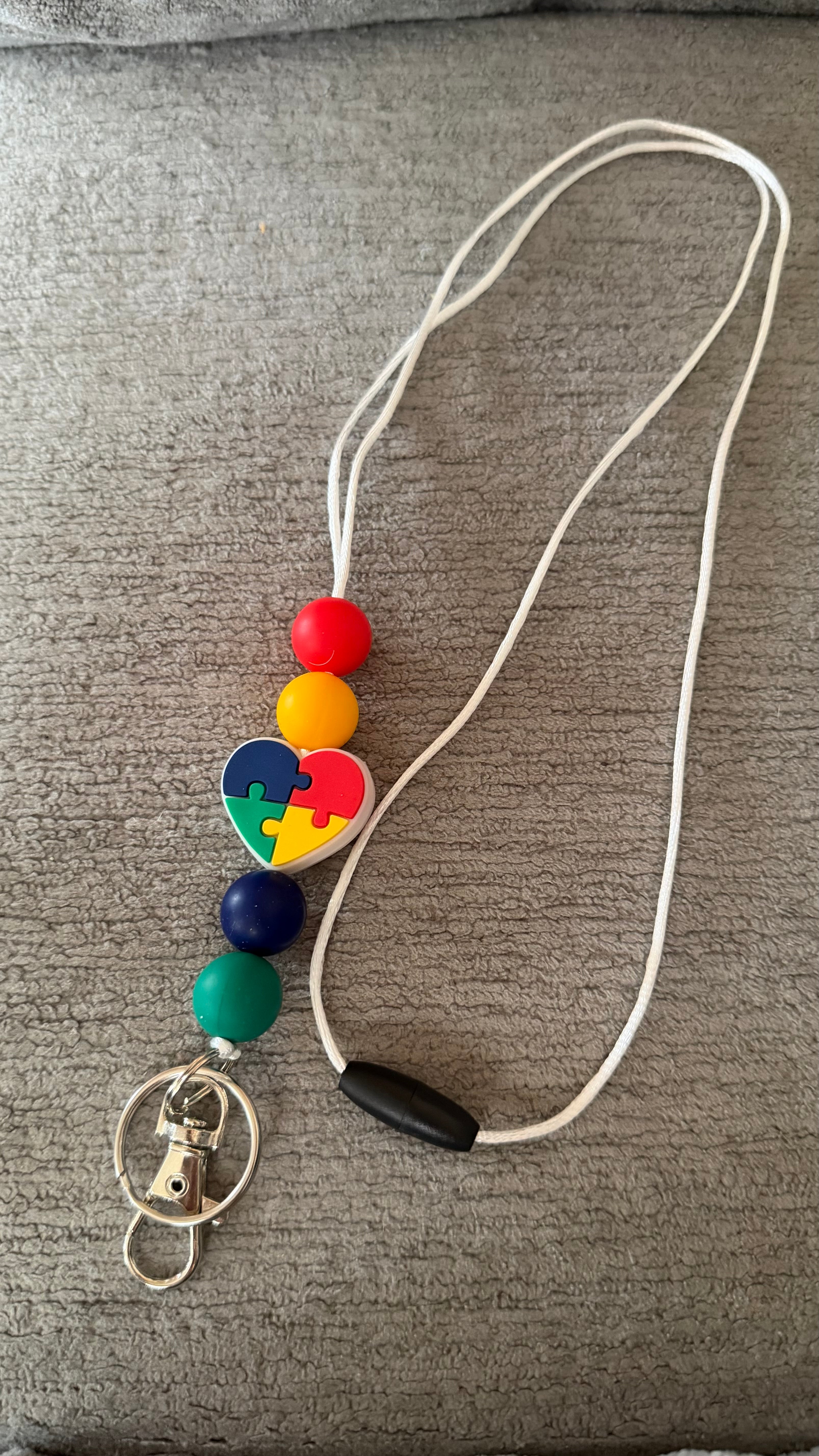 Heart autism lanyard