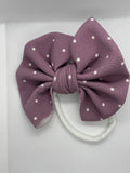 Lavender polka dot fabric headband