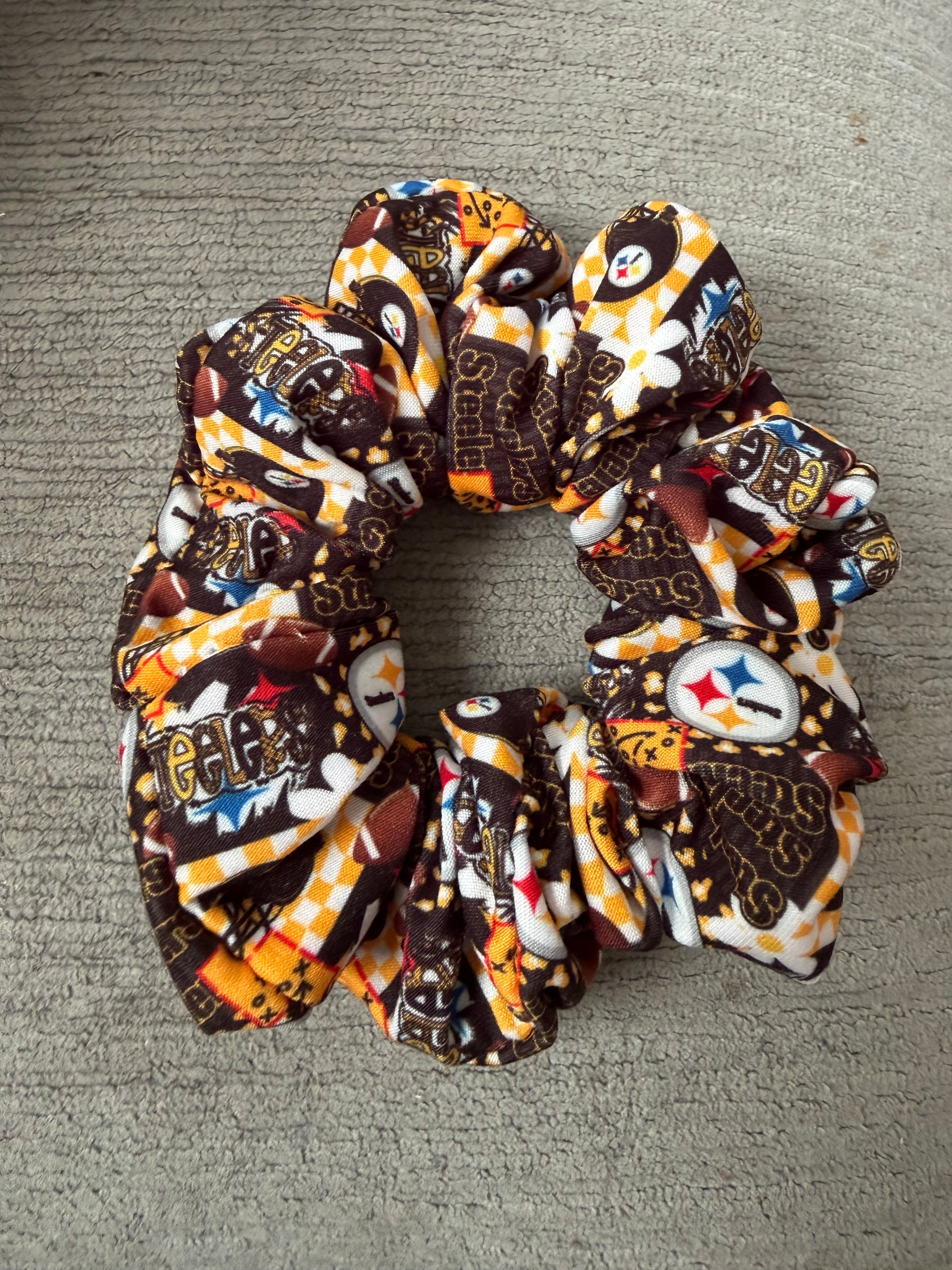 Football black and yellow scrunchie