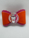 Purple and orange straw topper bow