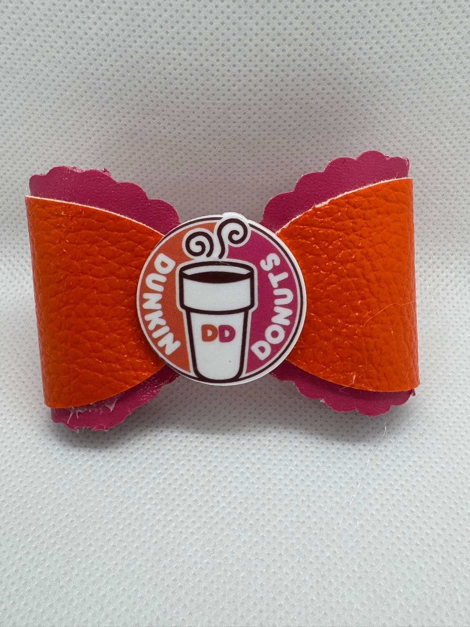 Purple and orange straw topper bow