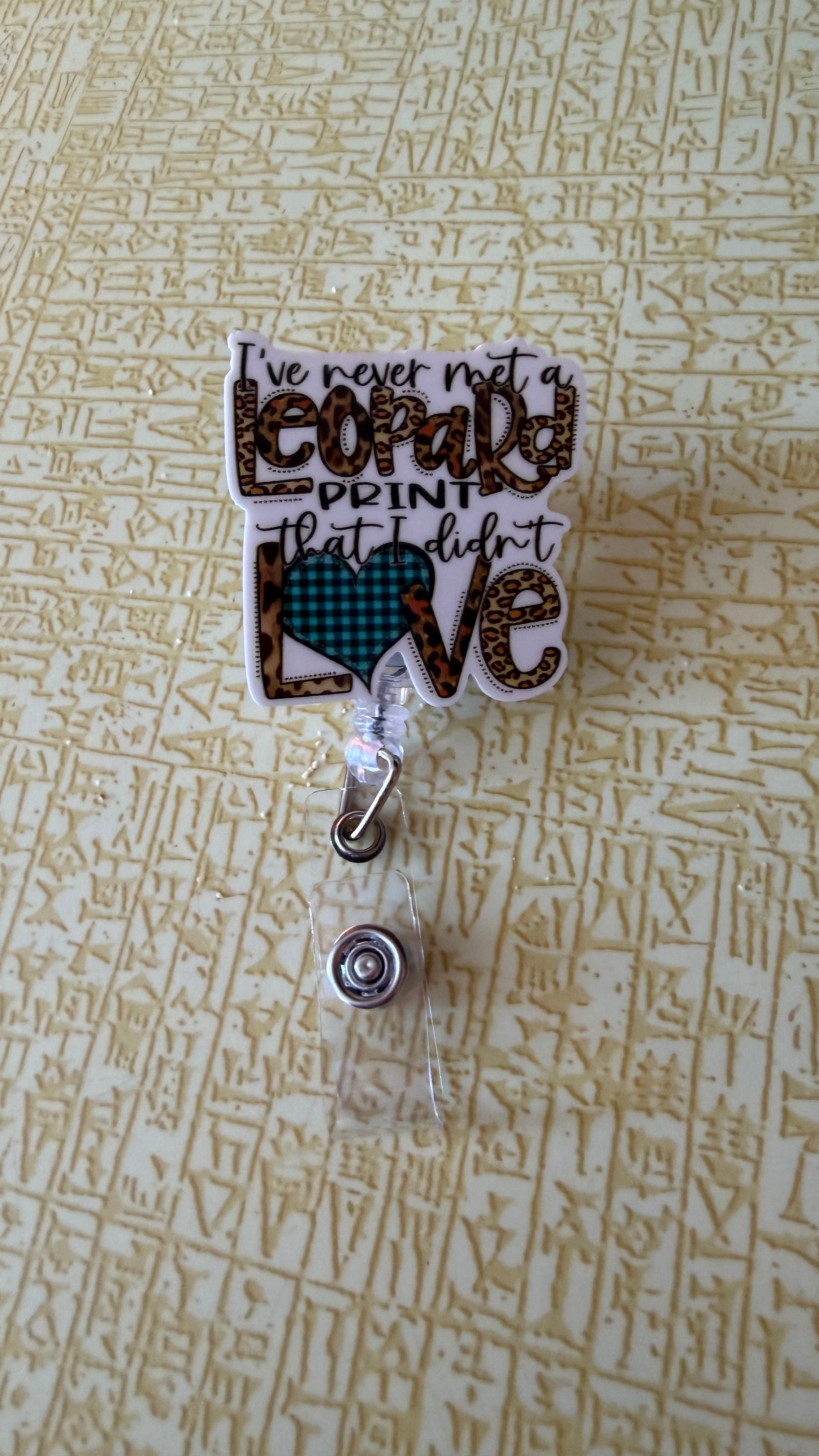 Leopard print badge reel