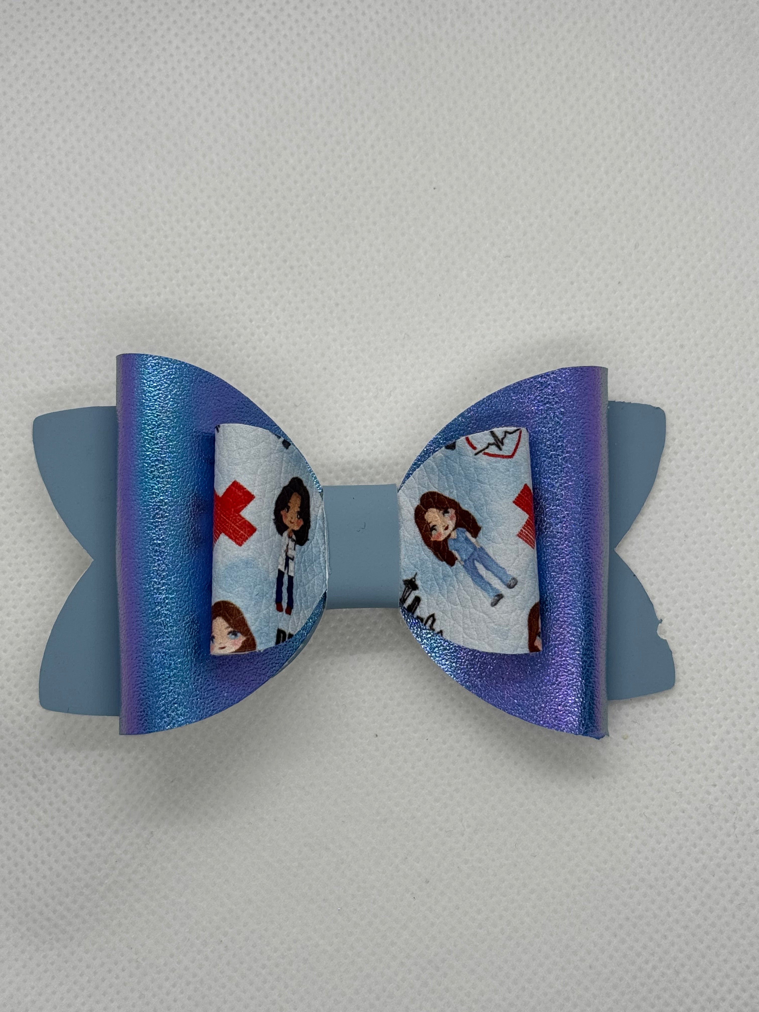 Blue nurse clip bow