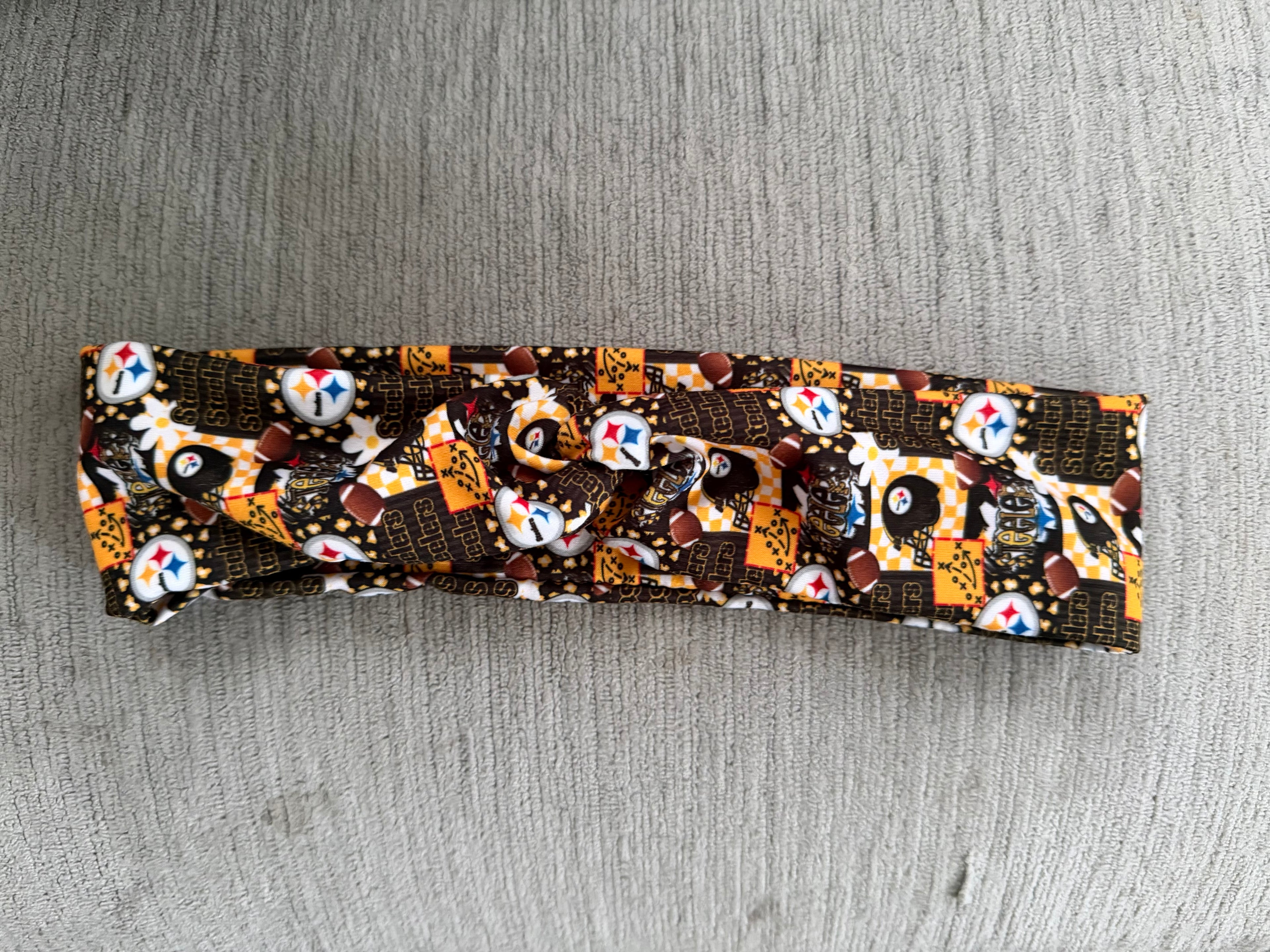 Football black and yellow twisted headband child