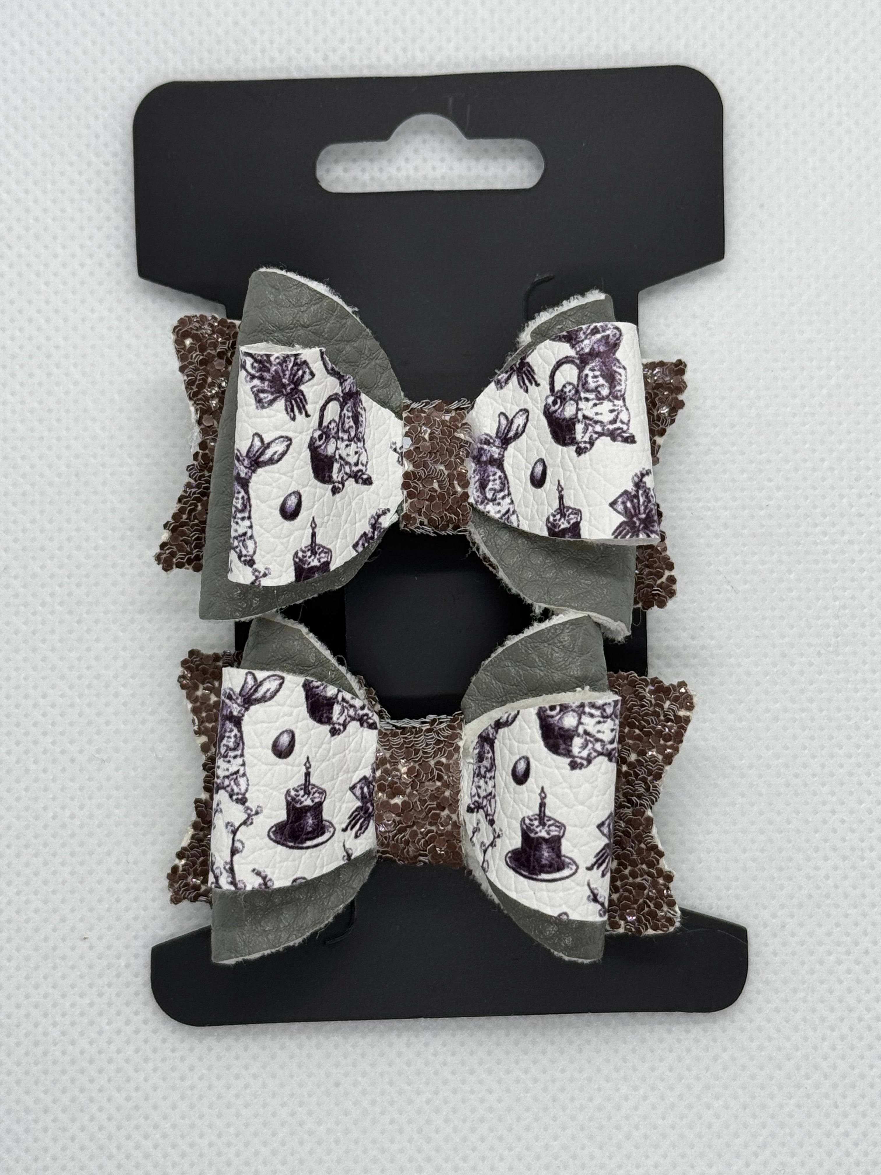 Neutral Easter bunny piggy bow set