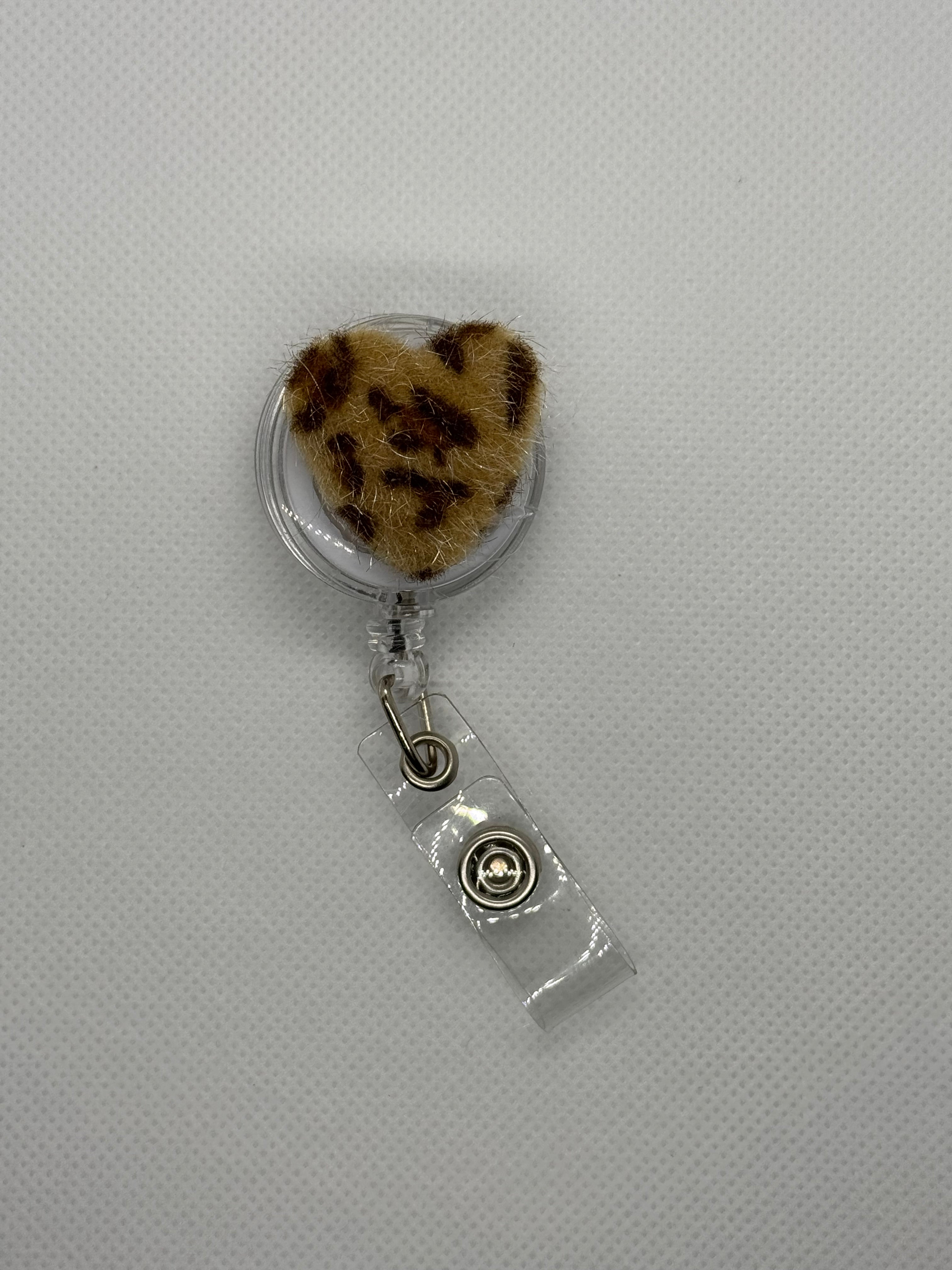 Leopard heart badge reel