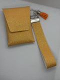 Orange sparkle wristlet card wallet set
