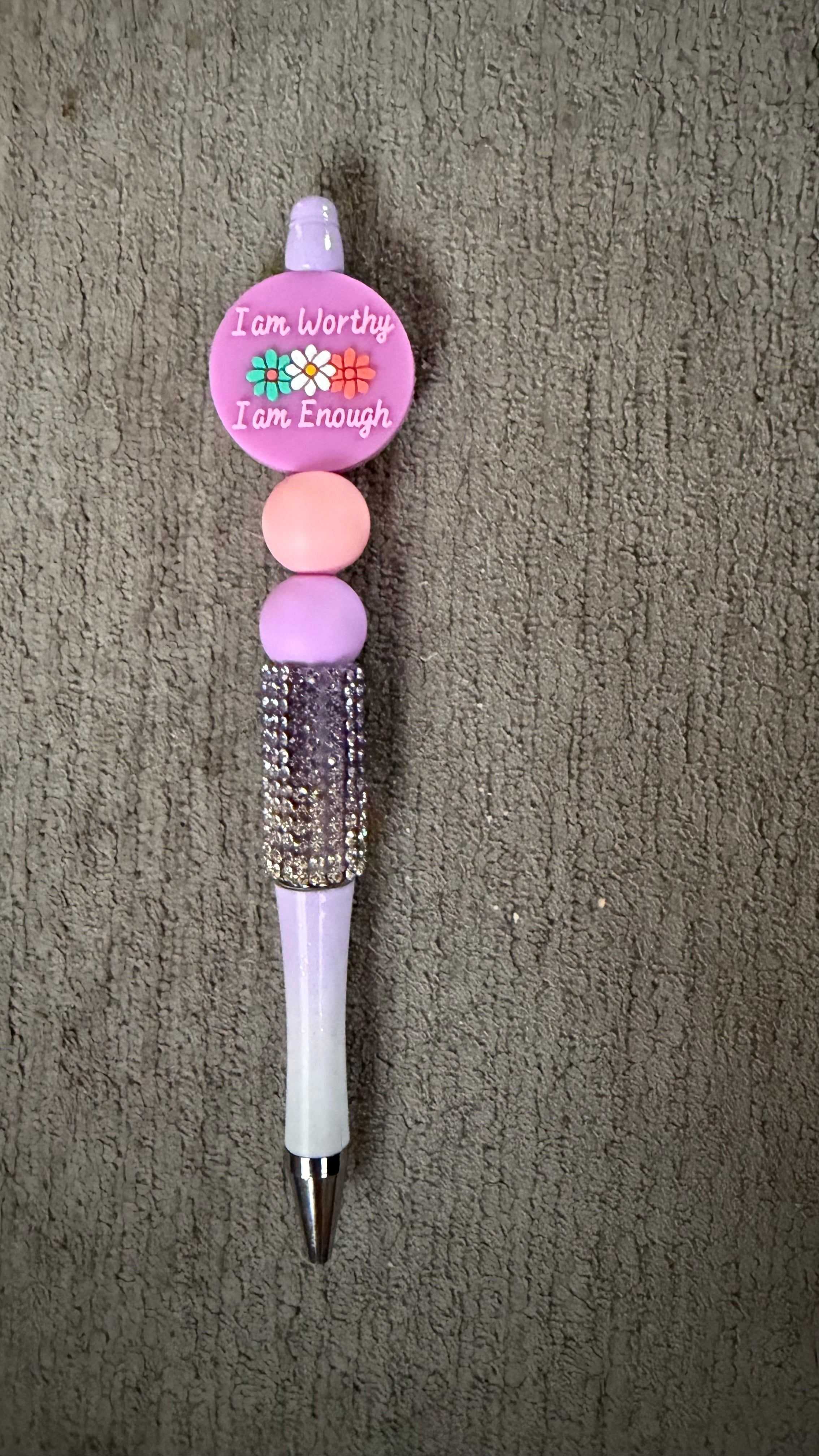 I am worthy I am enough rhinestone pen