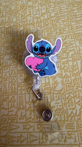 Heart blue dog badge reel