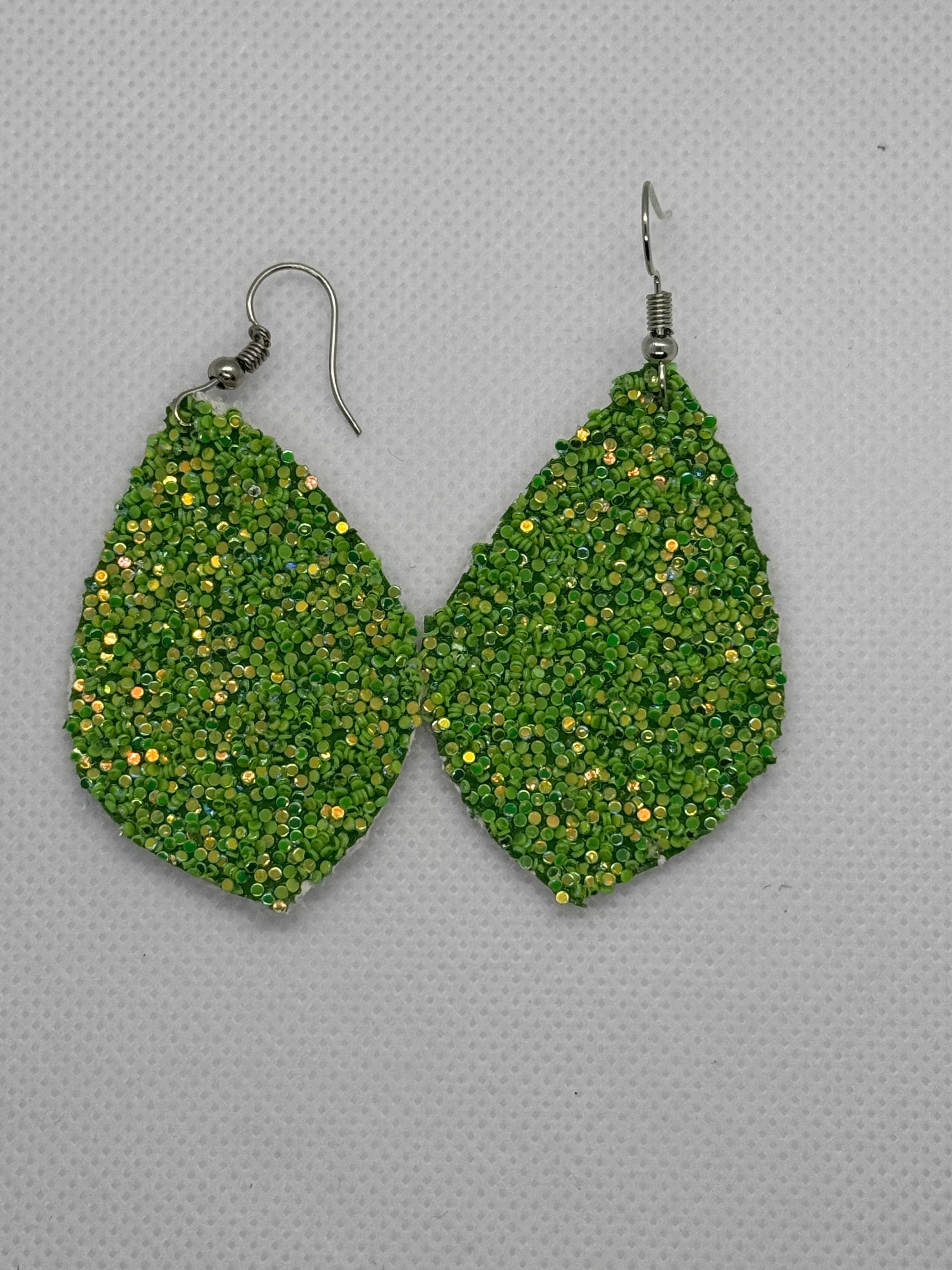 Green glitter earrings