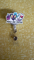 Peace love nurse badge reel