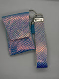 Blueish purple wristlet card wallet set