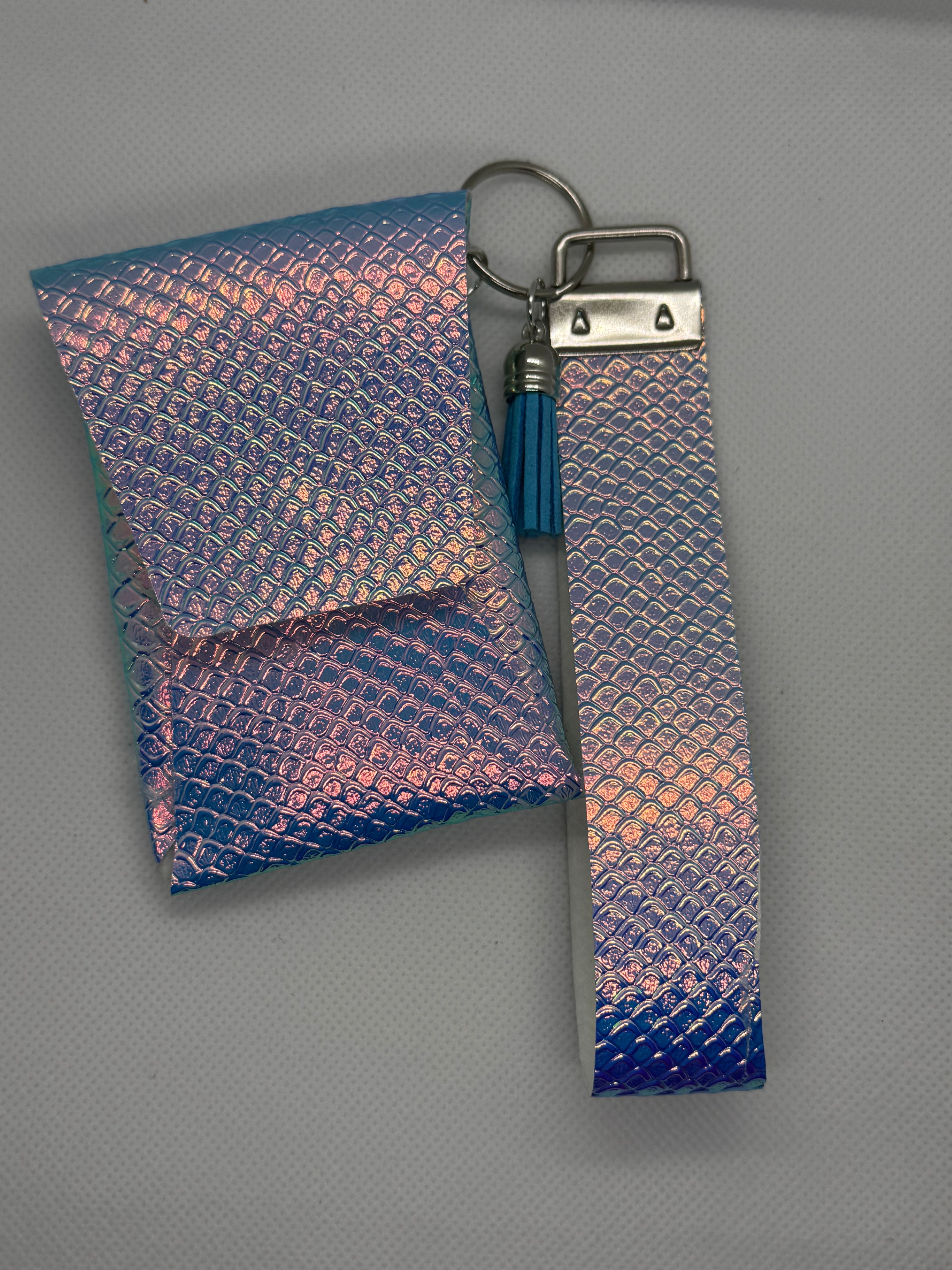 Blueish purple wristlet card wallet set