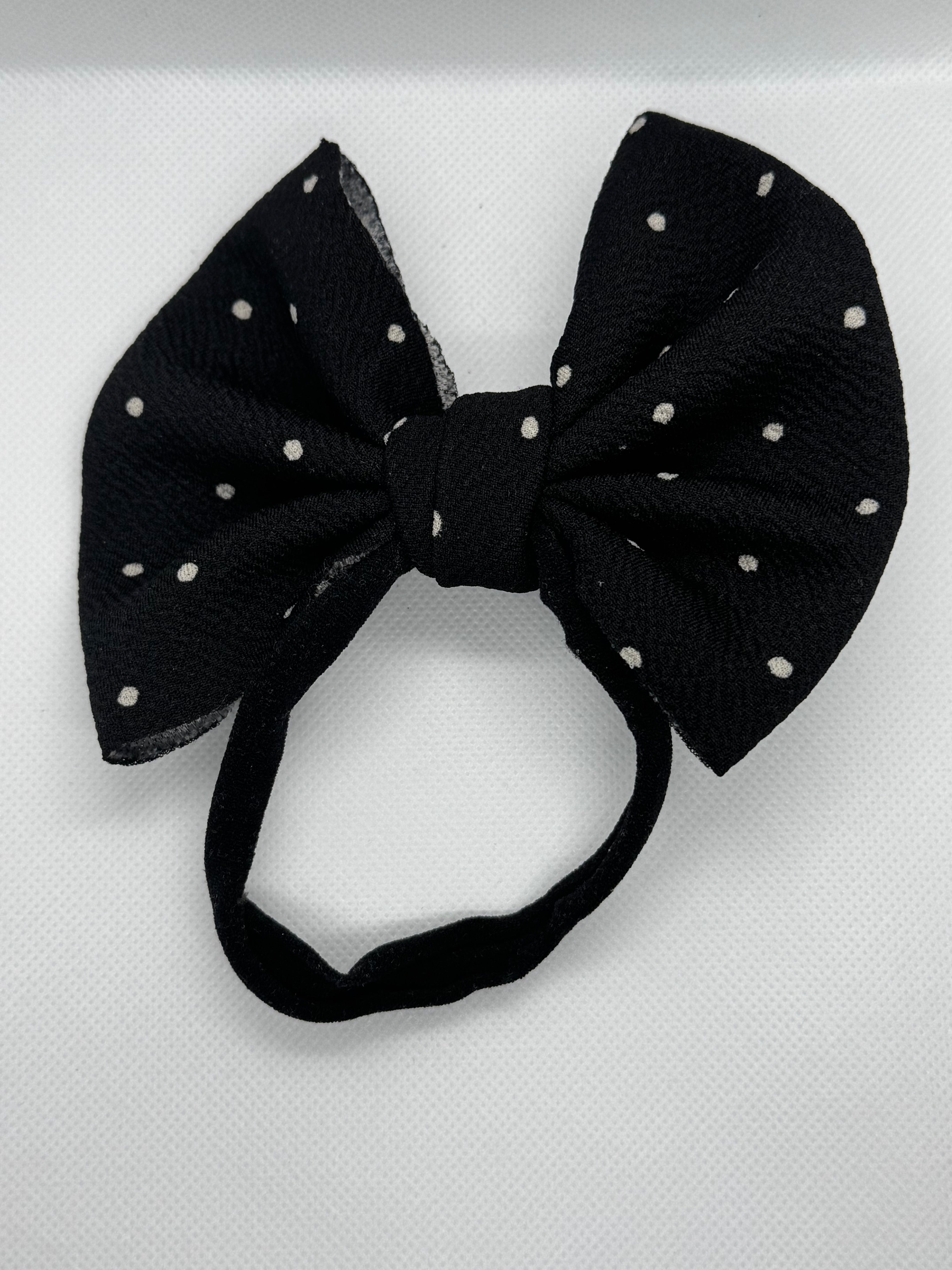Black polka dot fabric headband