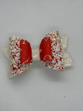 Red sparkle straw topper bow