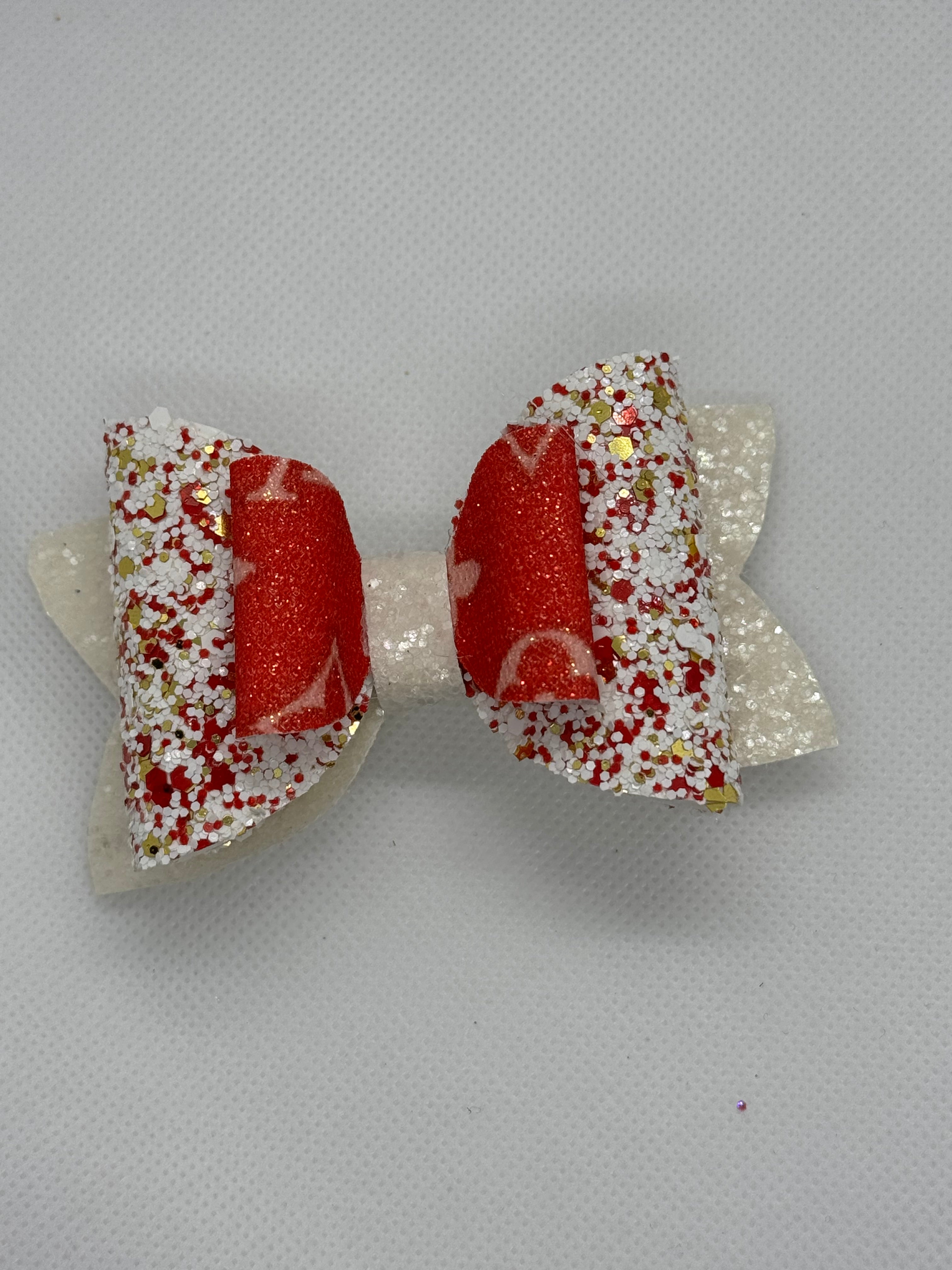 Red sparkle straw topper bow