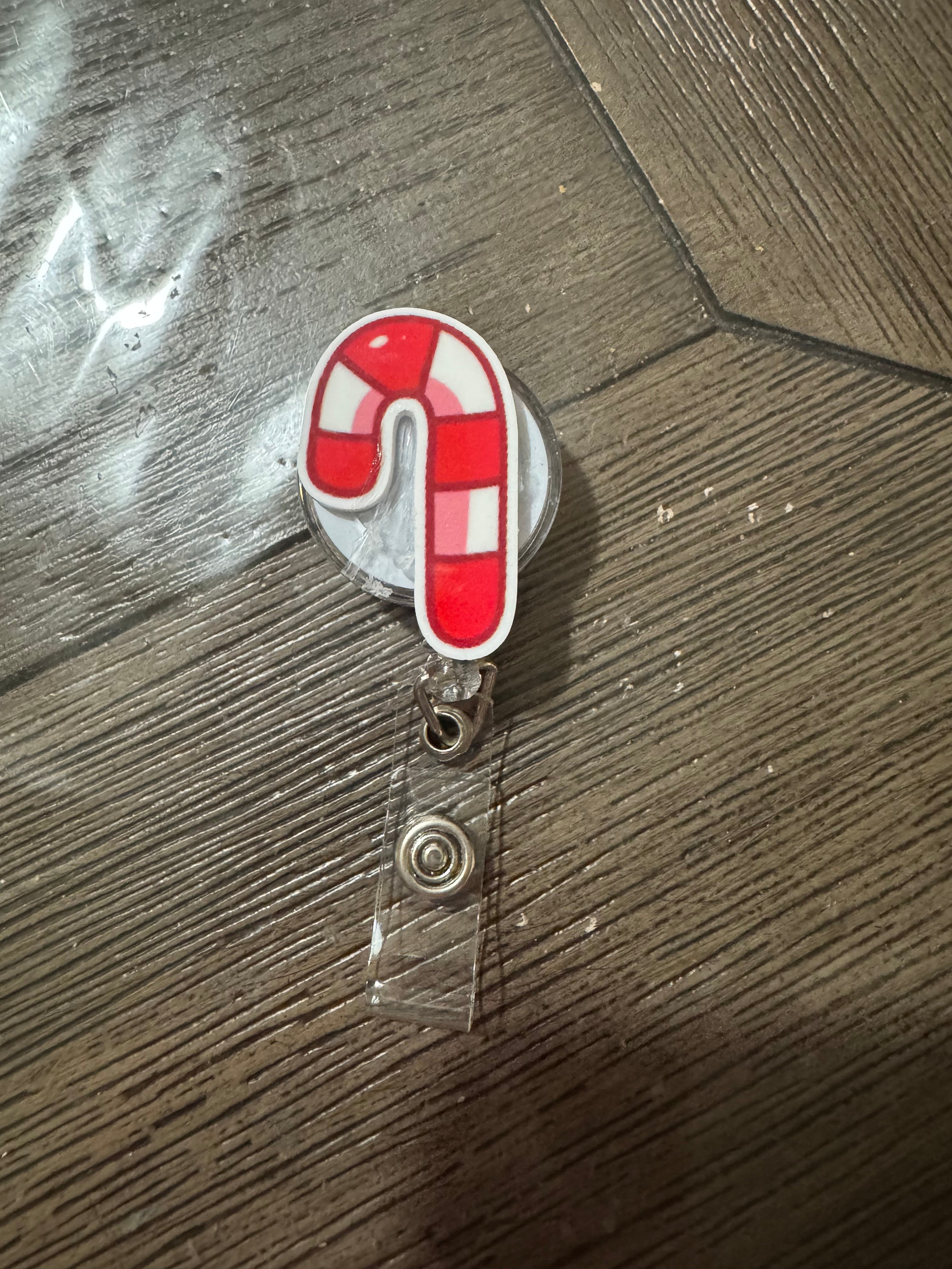 Candy cane badge reel