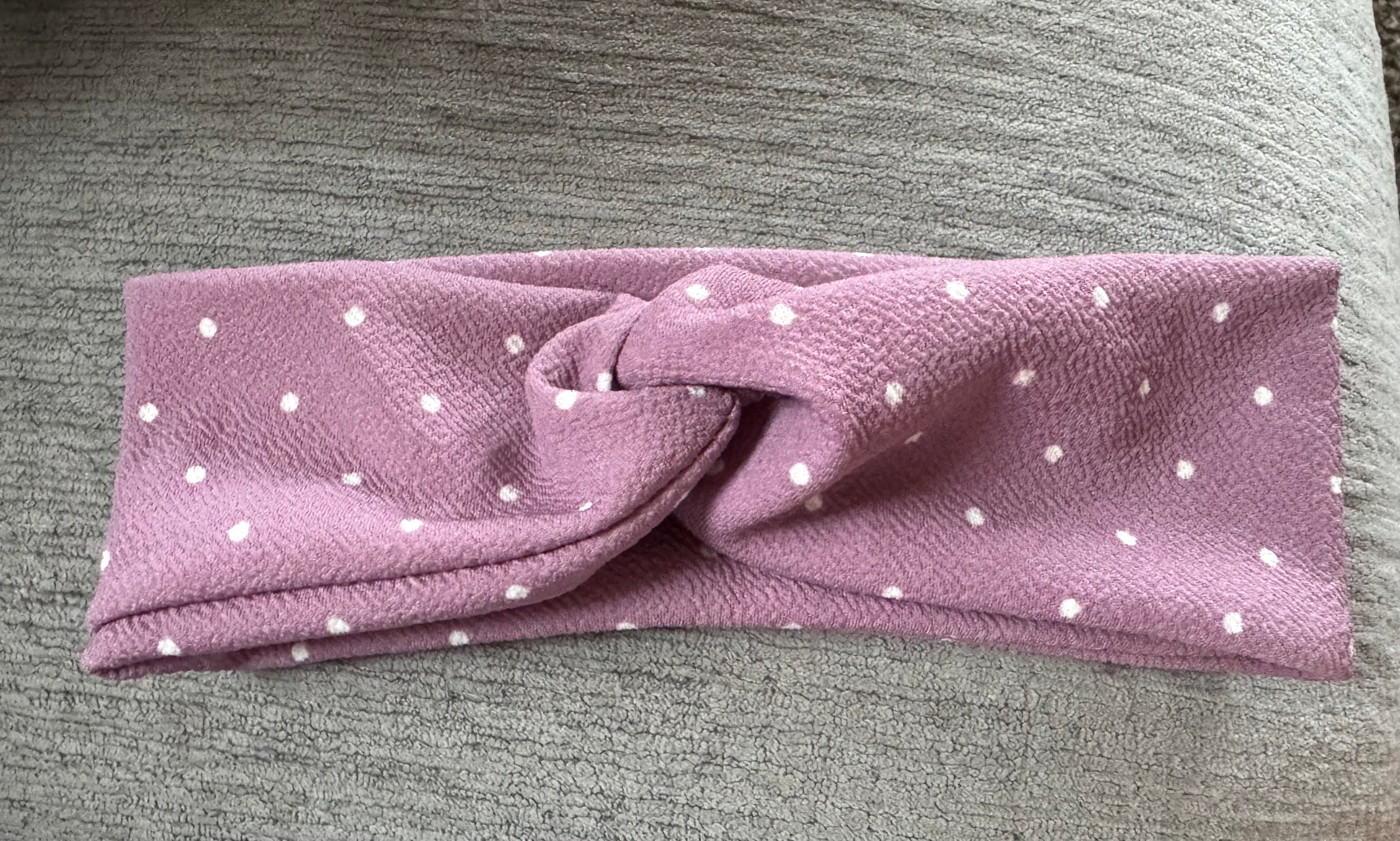 Purple polka dot twisted headband adult/teen