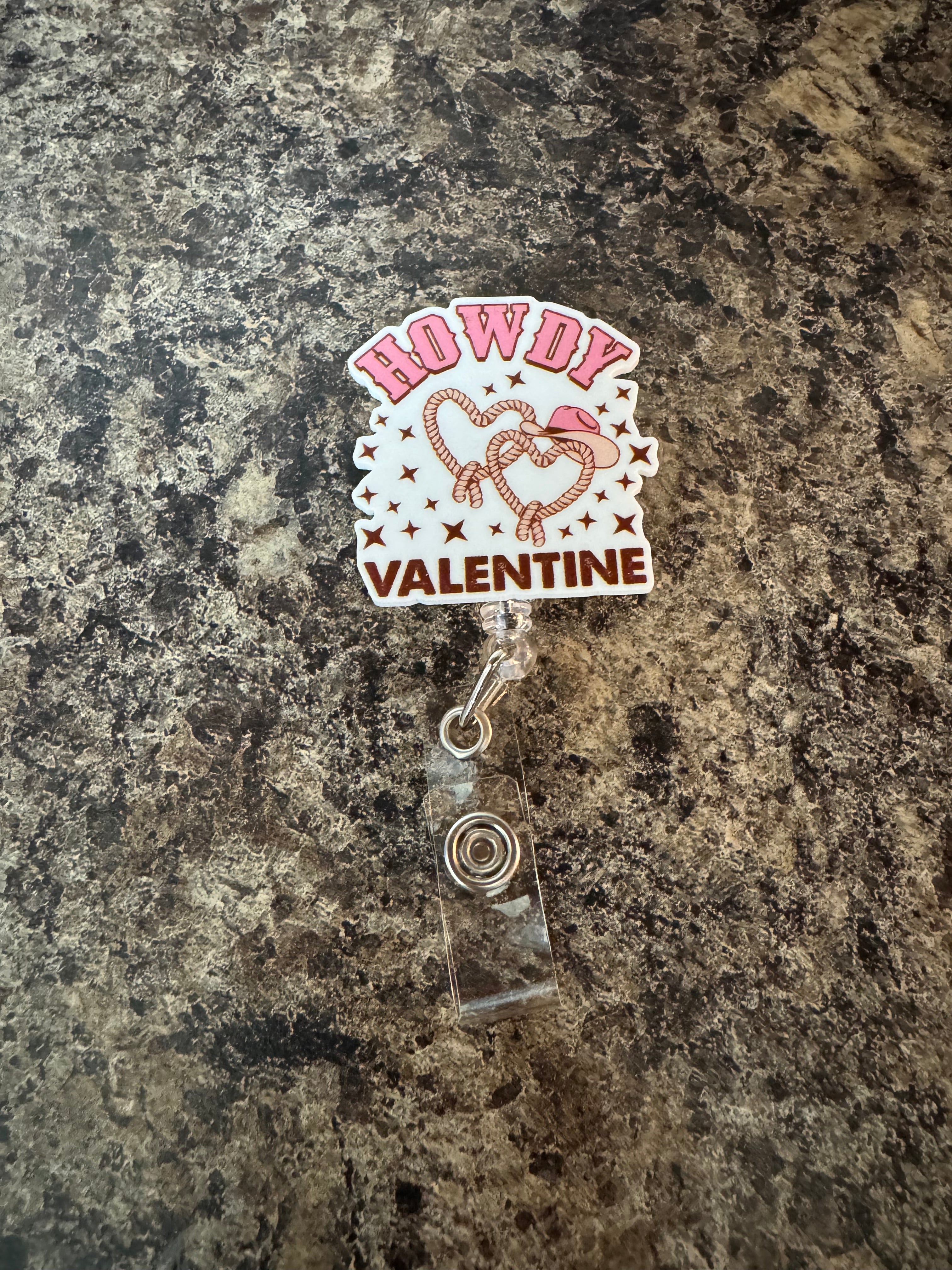 Howdy valentine badge reel