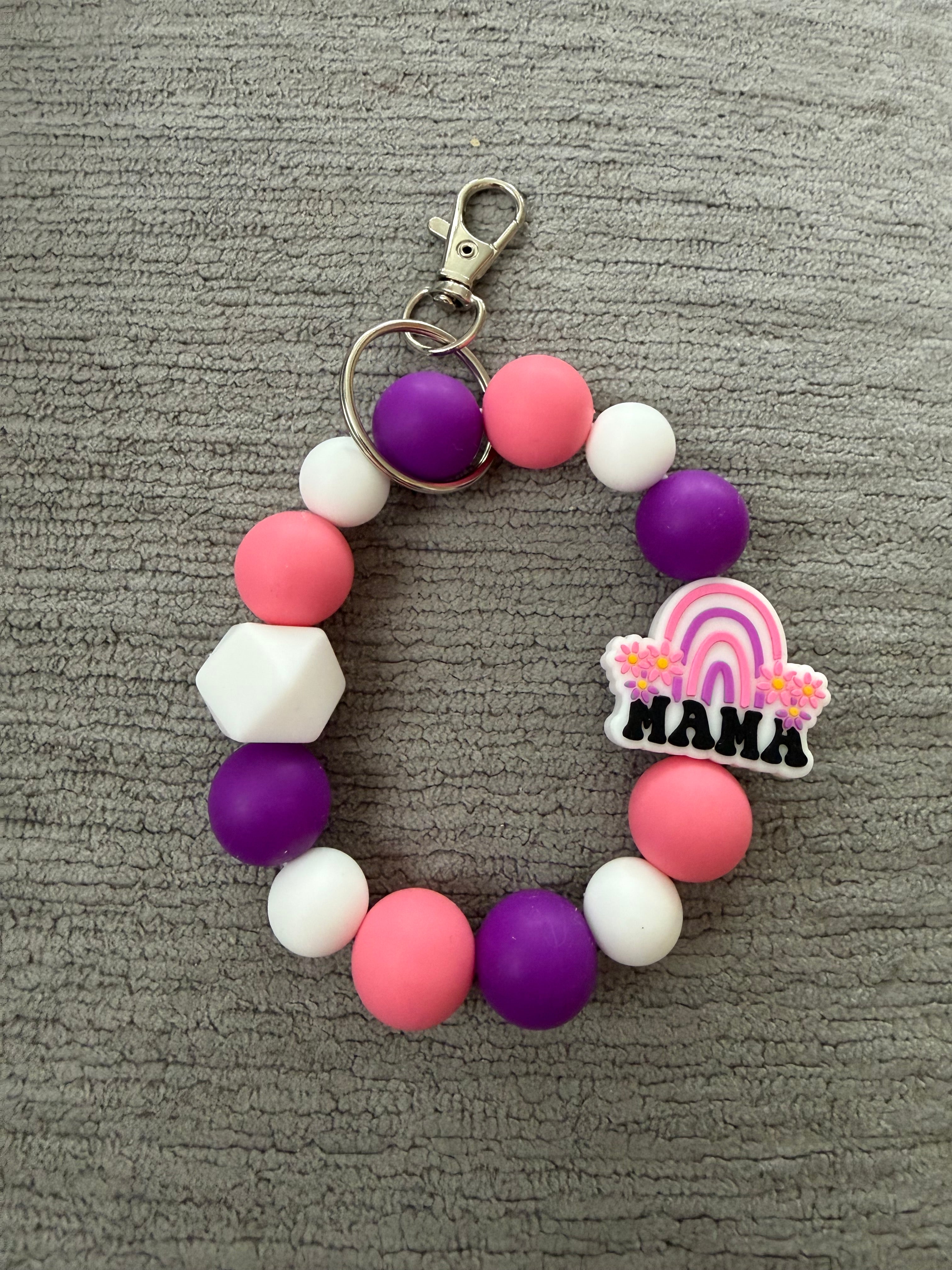 Pink and purple mama rainbow wristlet
