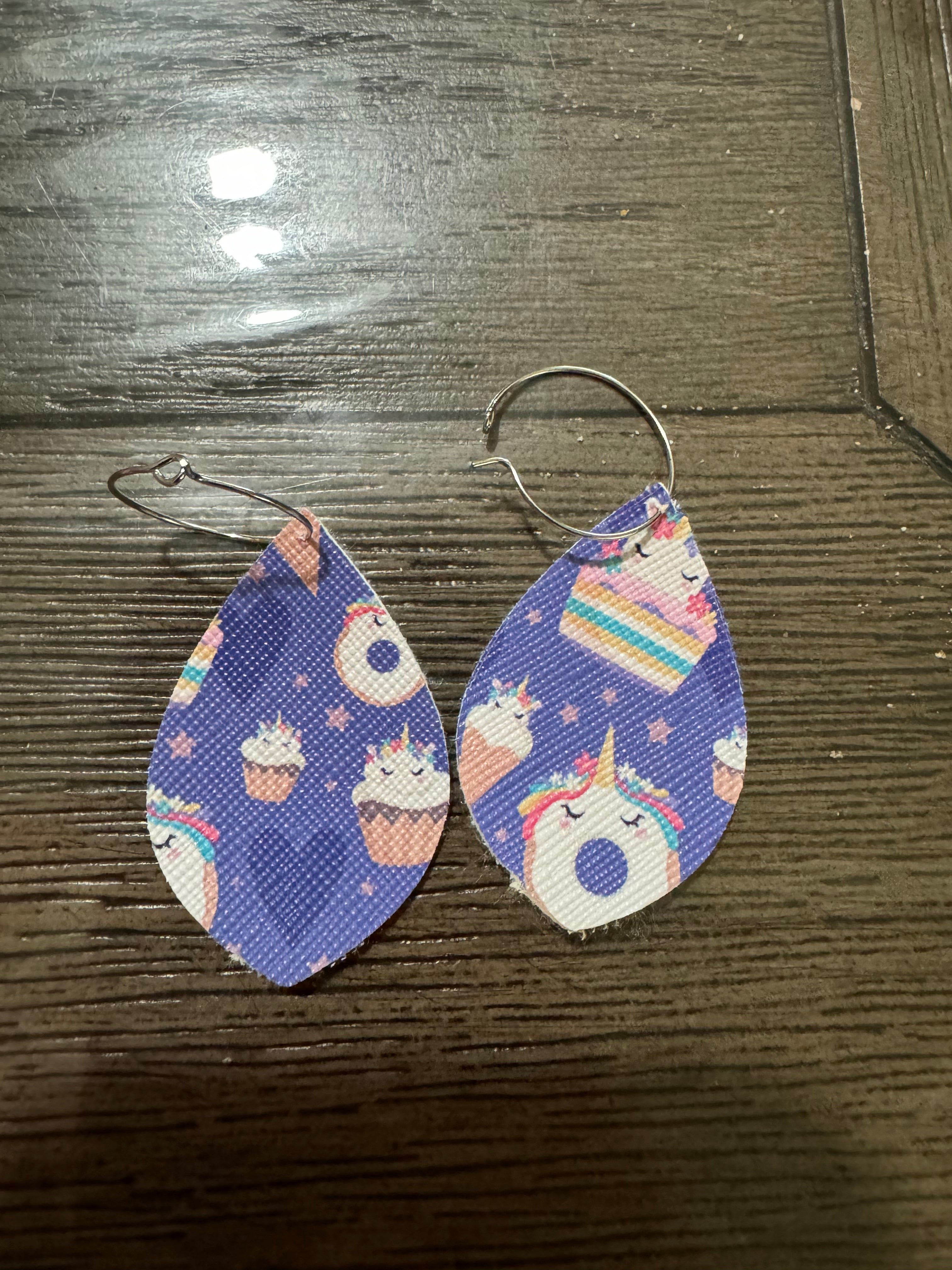Unicorn donut hoop earrings