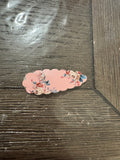 Pink floral scalloped snap clip