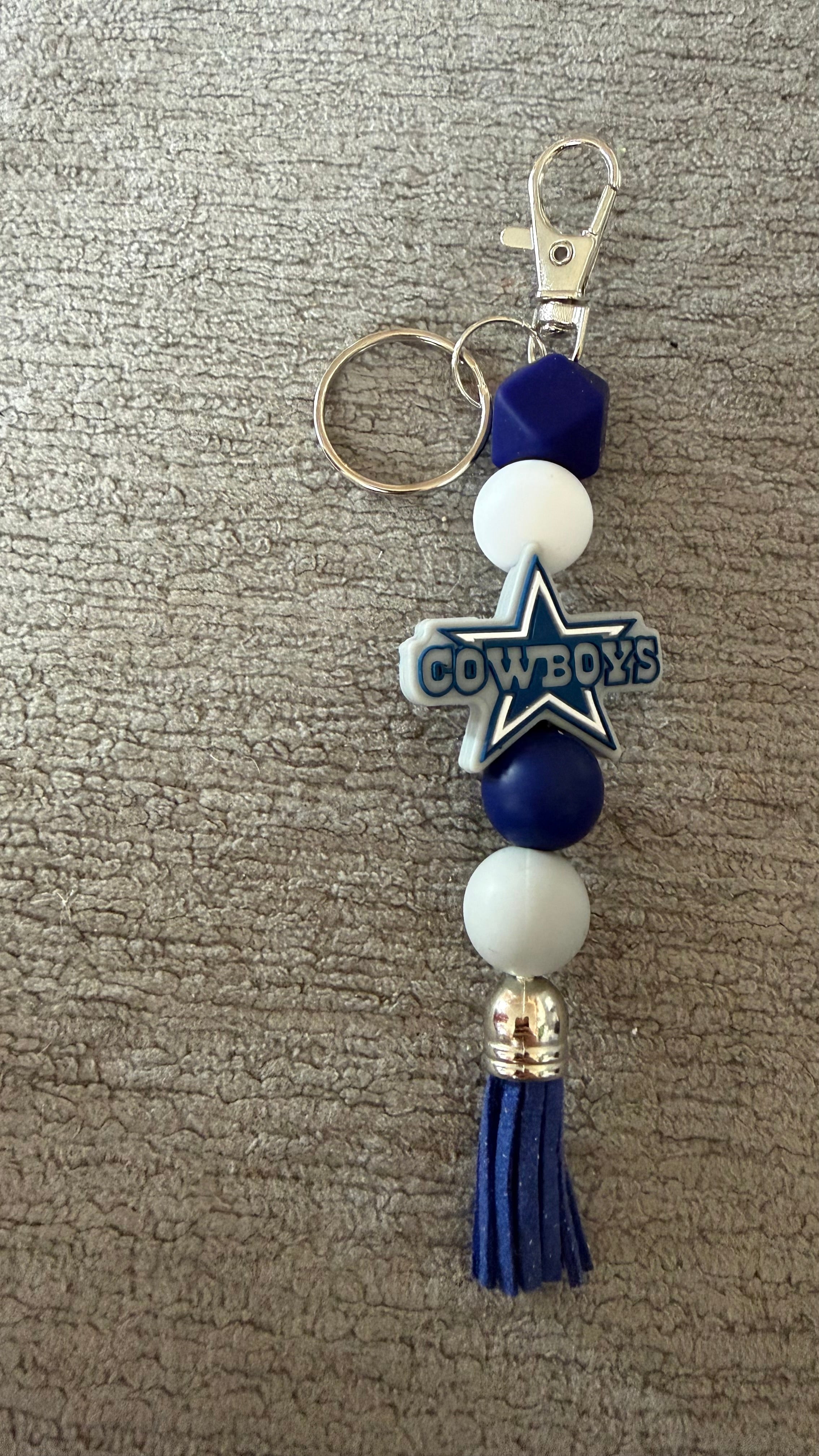 Blue and white keychain