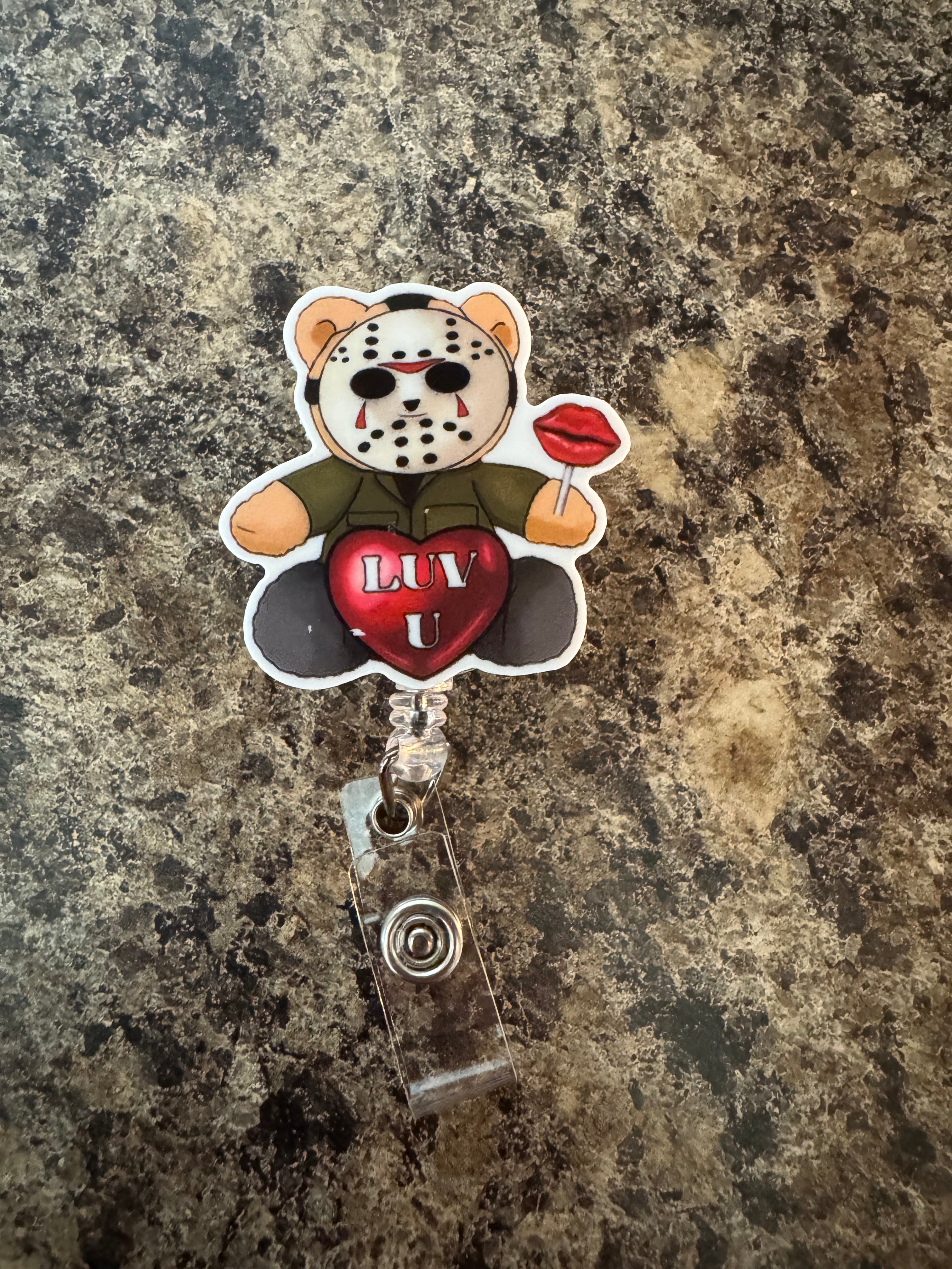 Jason Luv you bear badge reel