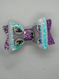 Purple sparkle straw topper bow