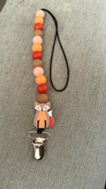 Brown fox pacifier clip