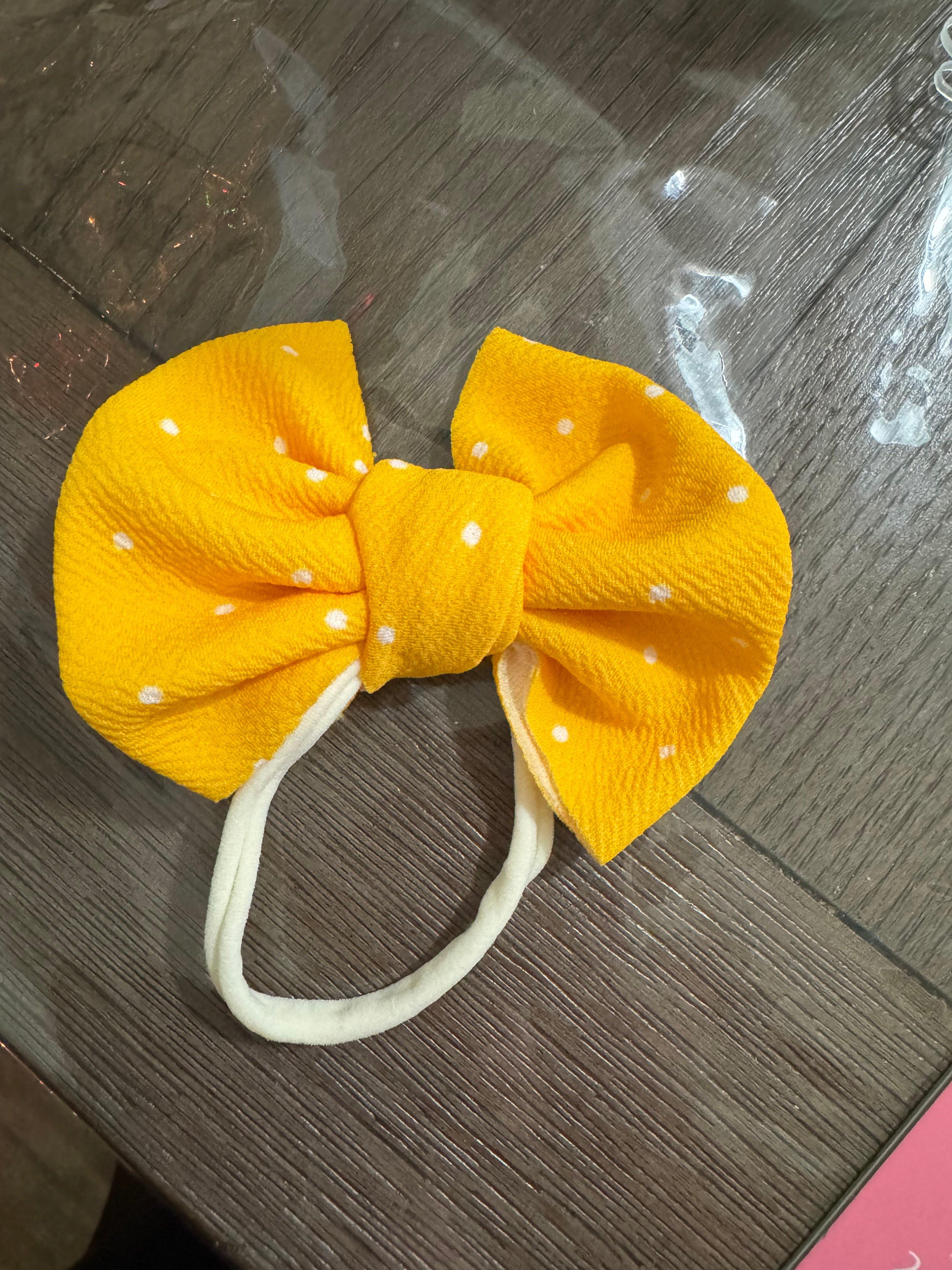 Yellow polka dot headband