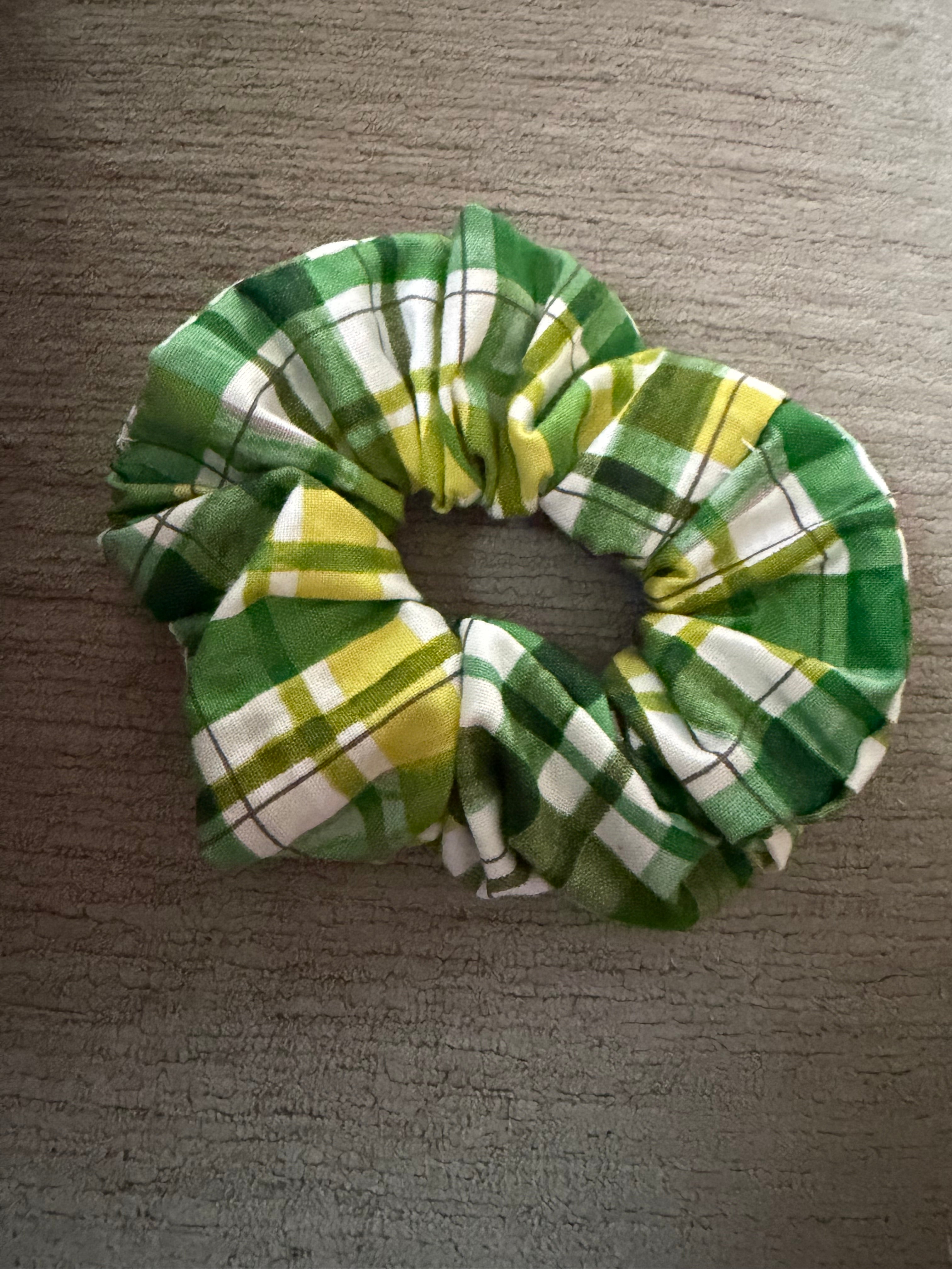 Green plaid scrunchies