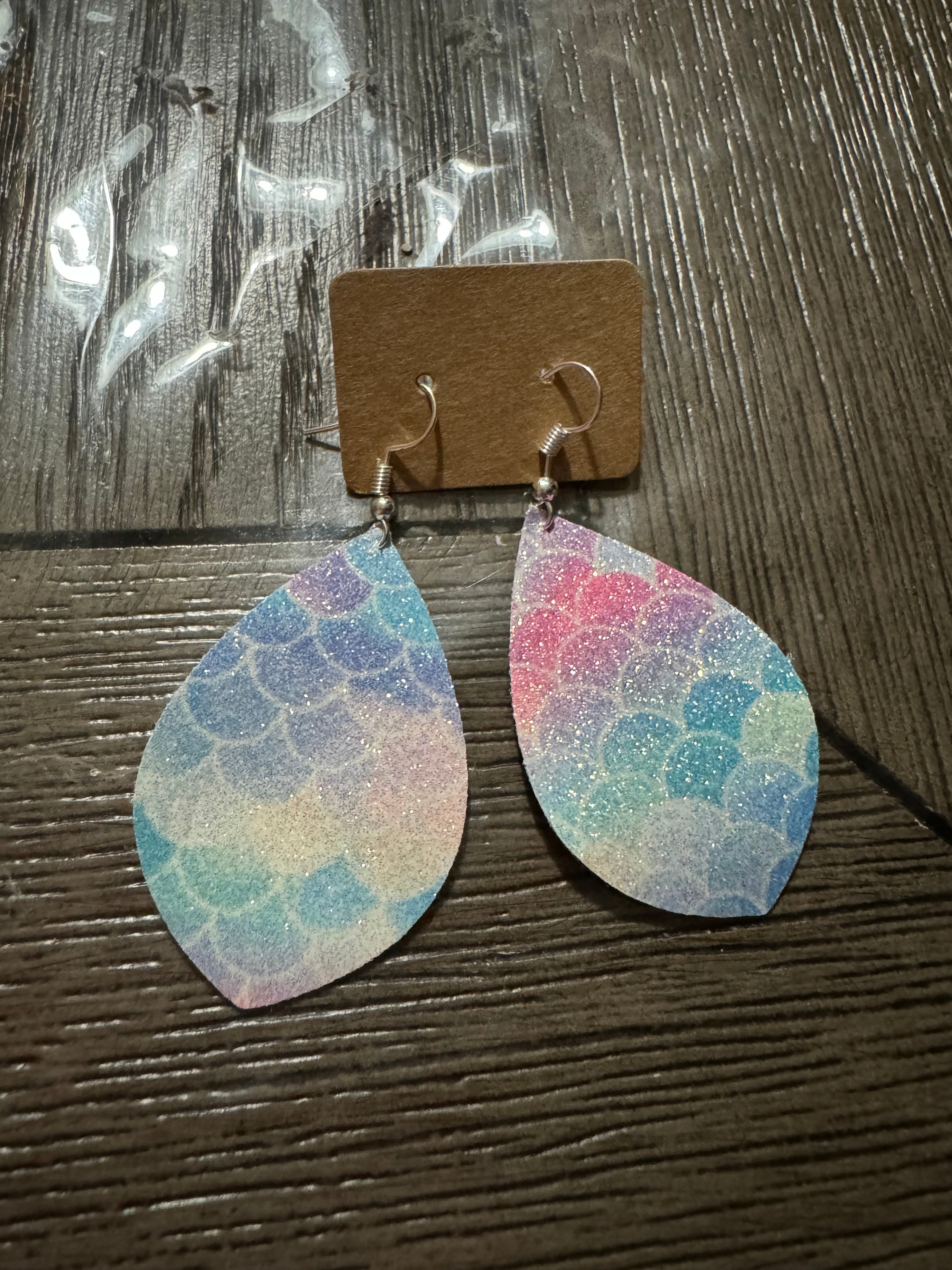 Pastel rainbow mermaid earrings