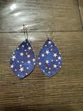 Blue star hoop earrings