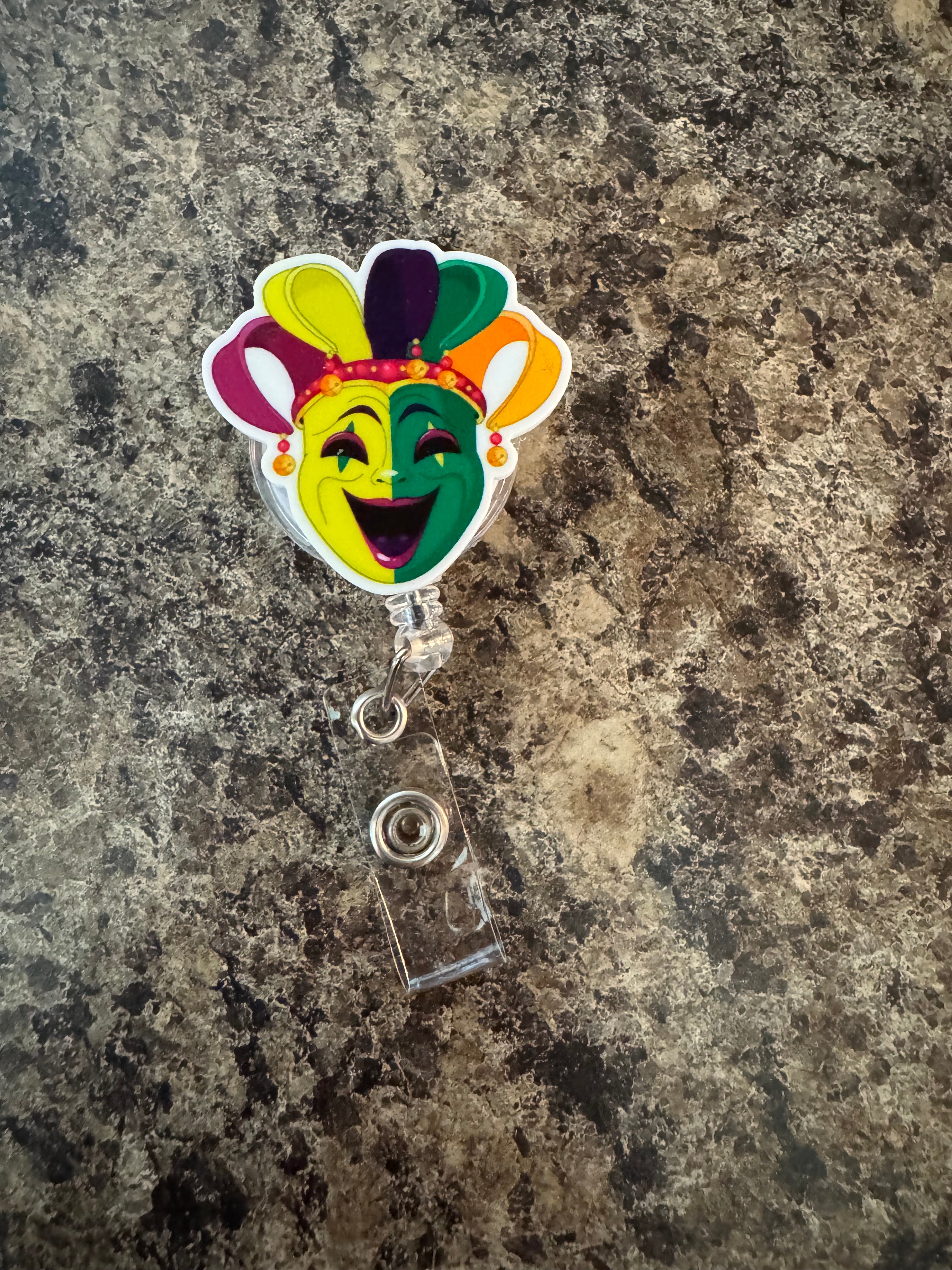 Mardi Gras mask badge reel