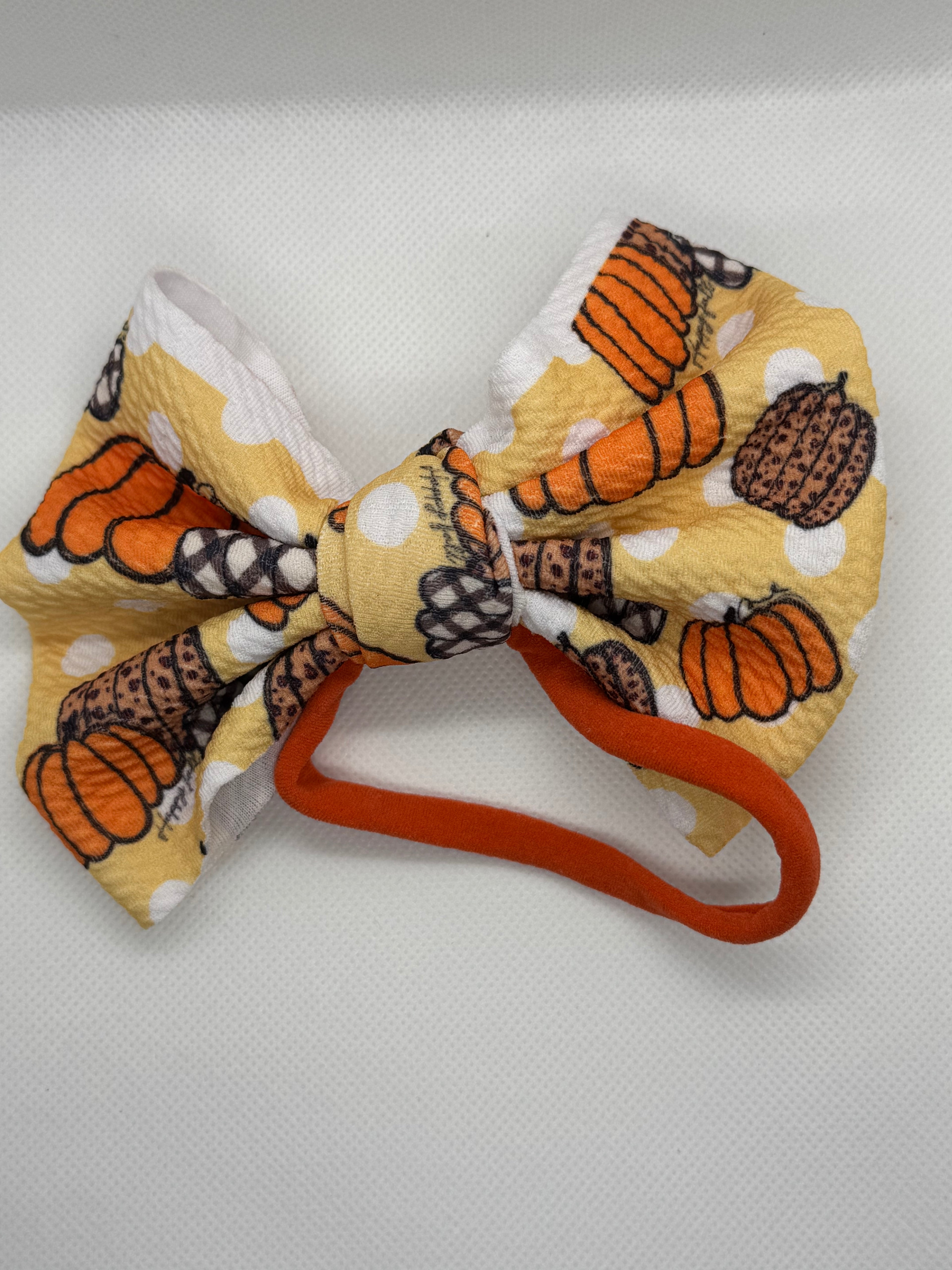 Plaid pumpkin fabric headband