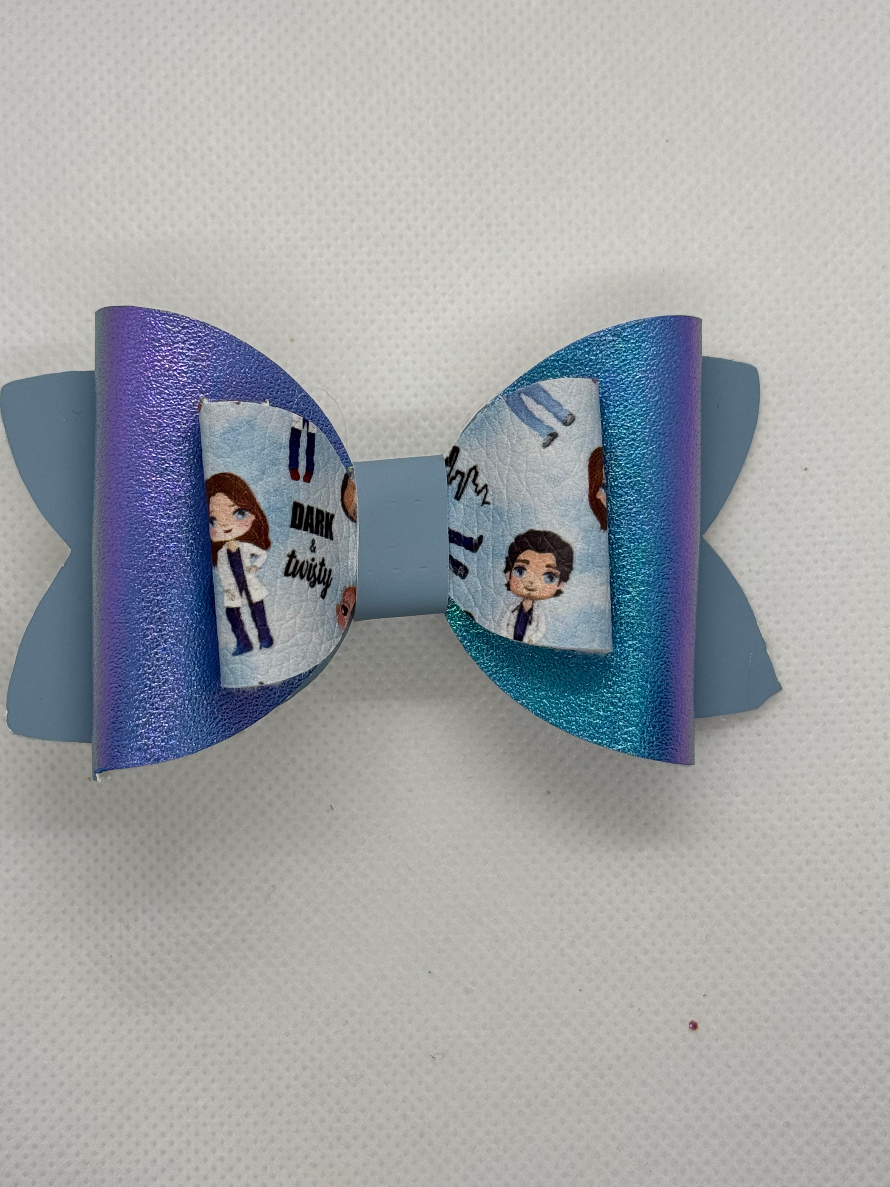 Blue nurse straw topper bow