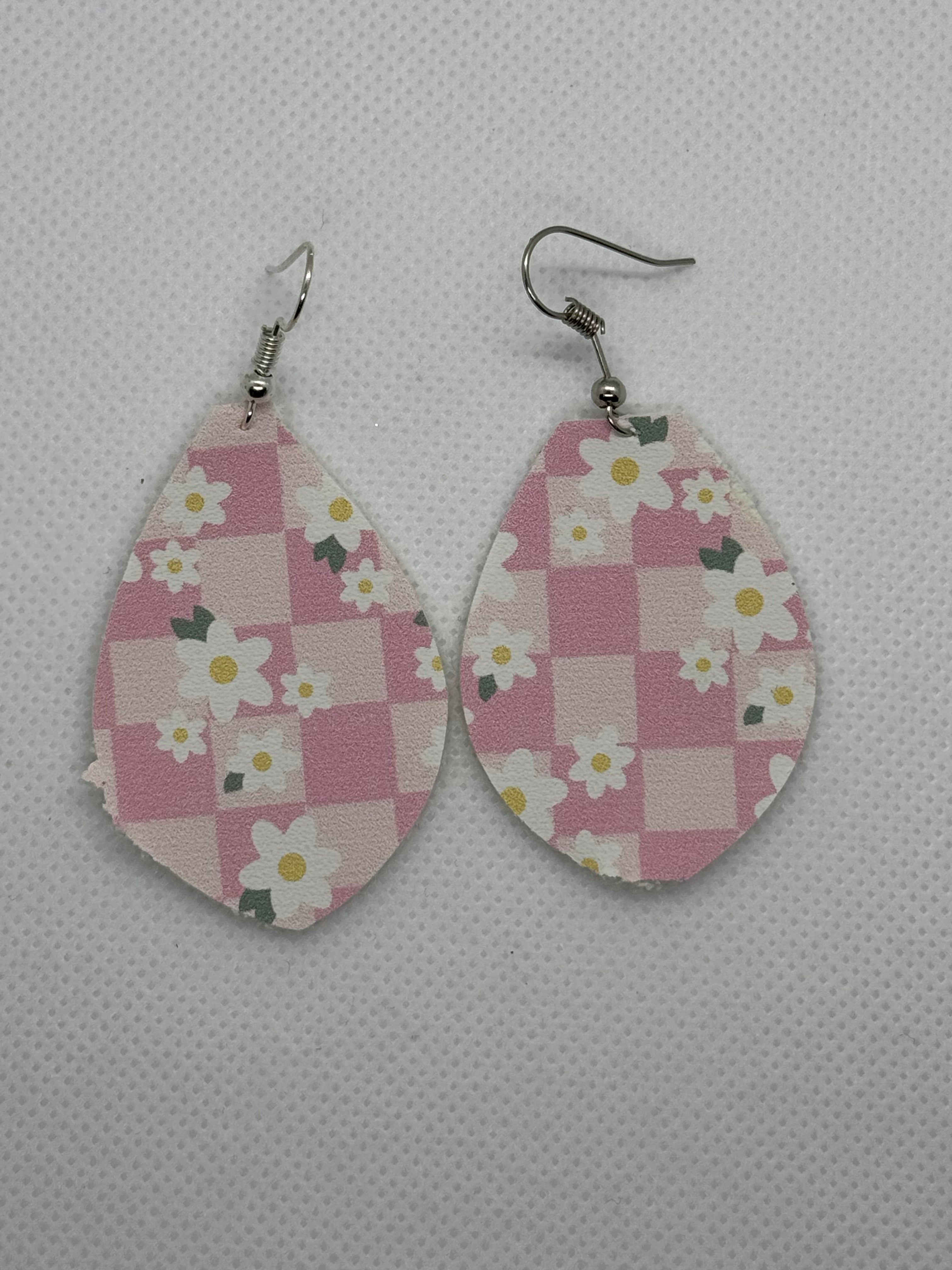 Pink floral earrings