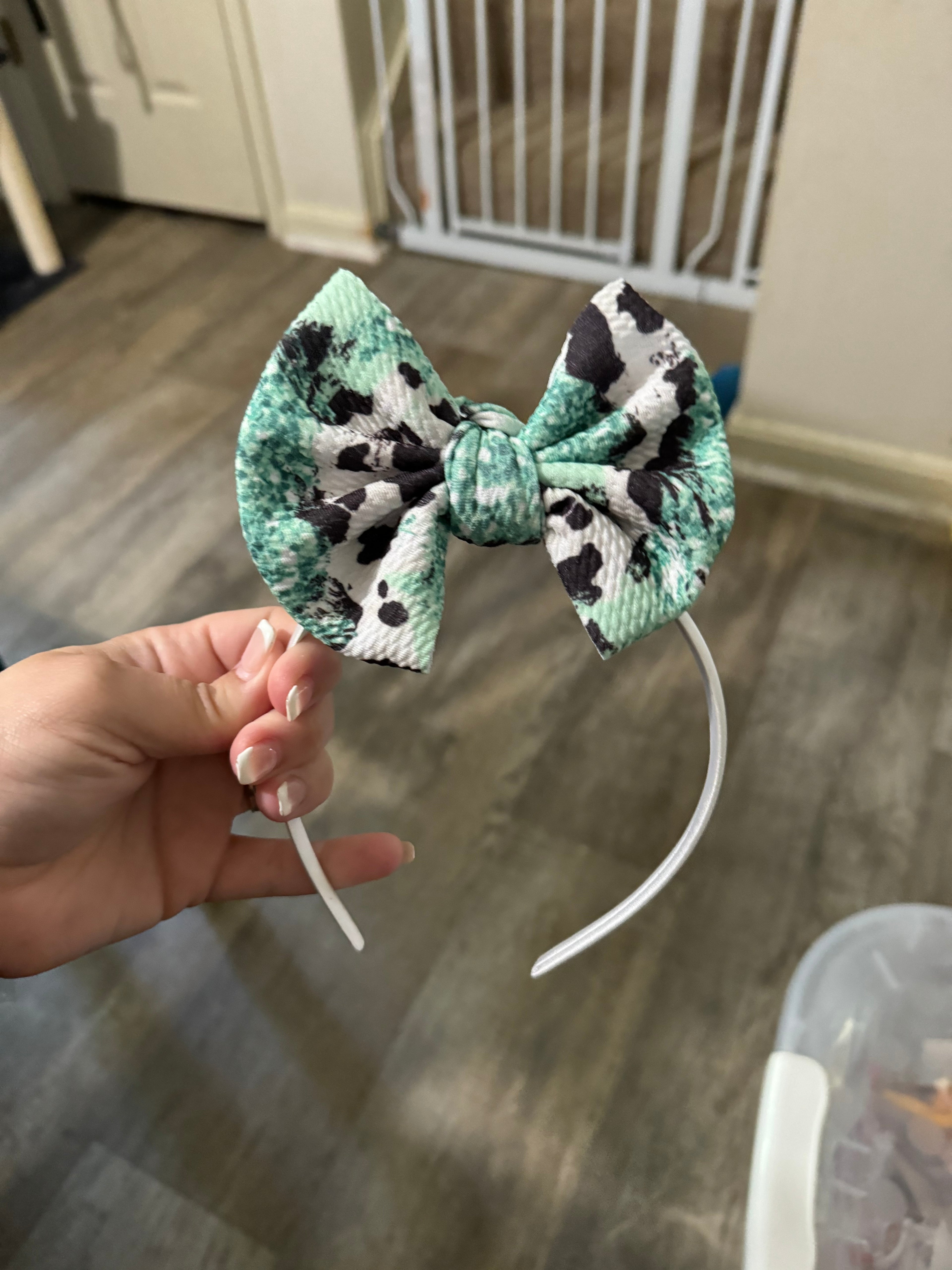 Teal cow hard headband