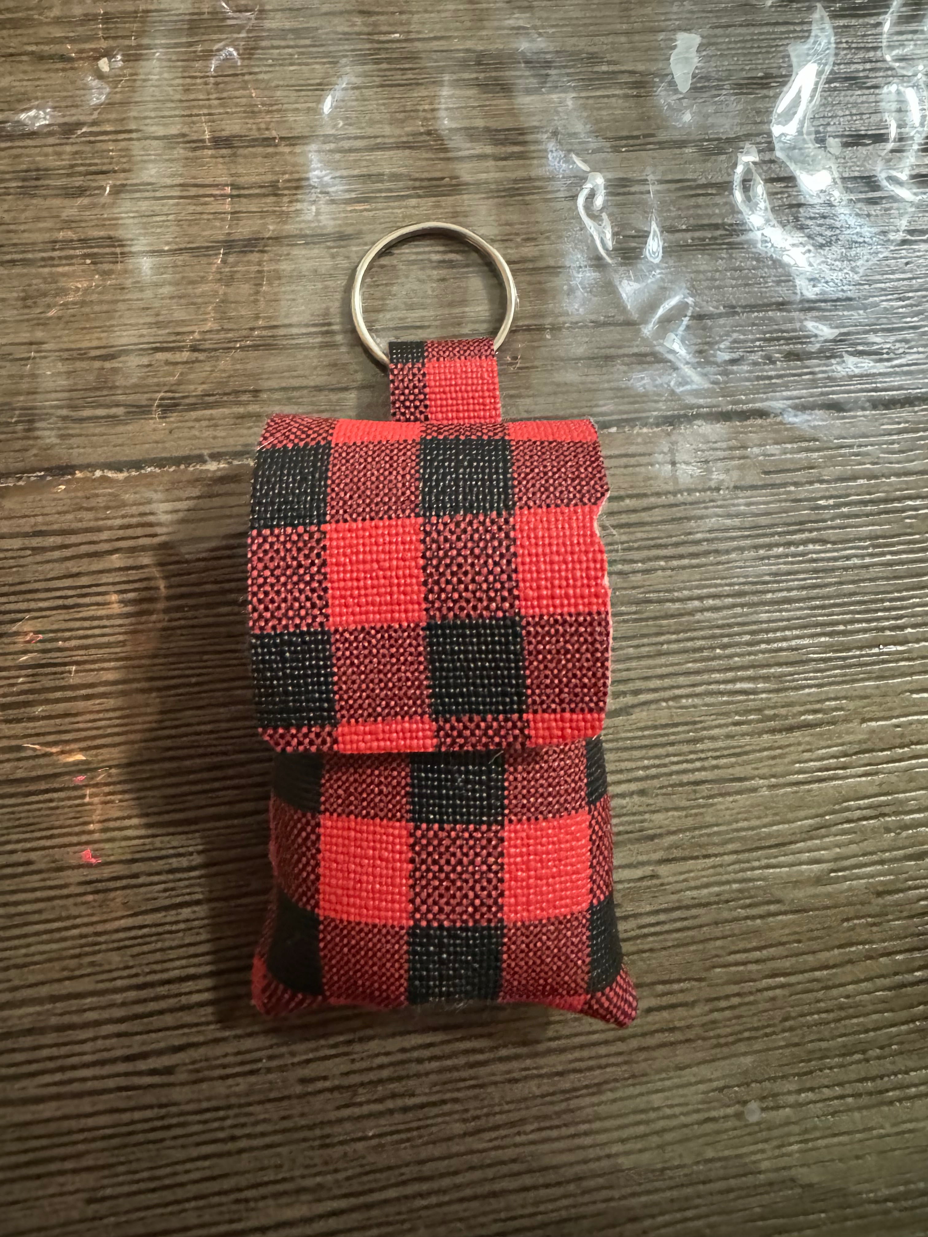 Red buffalo plaid hand sanitizer