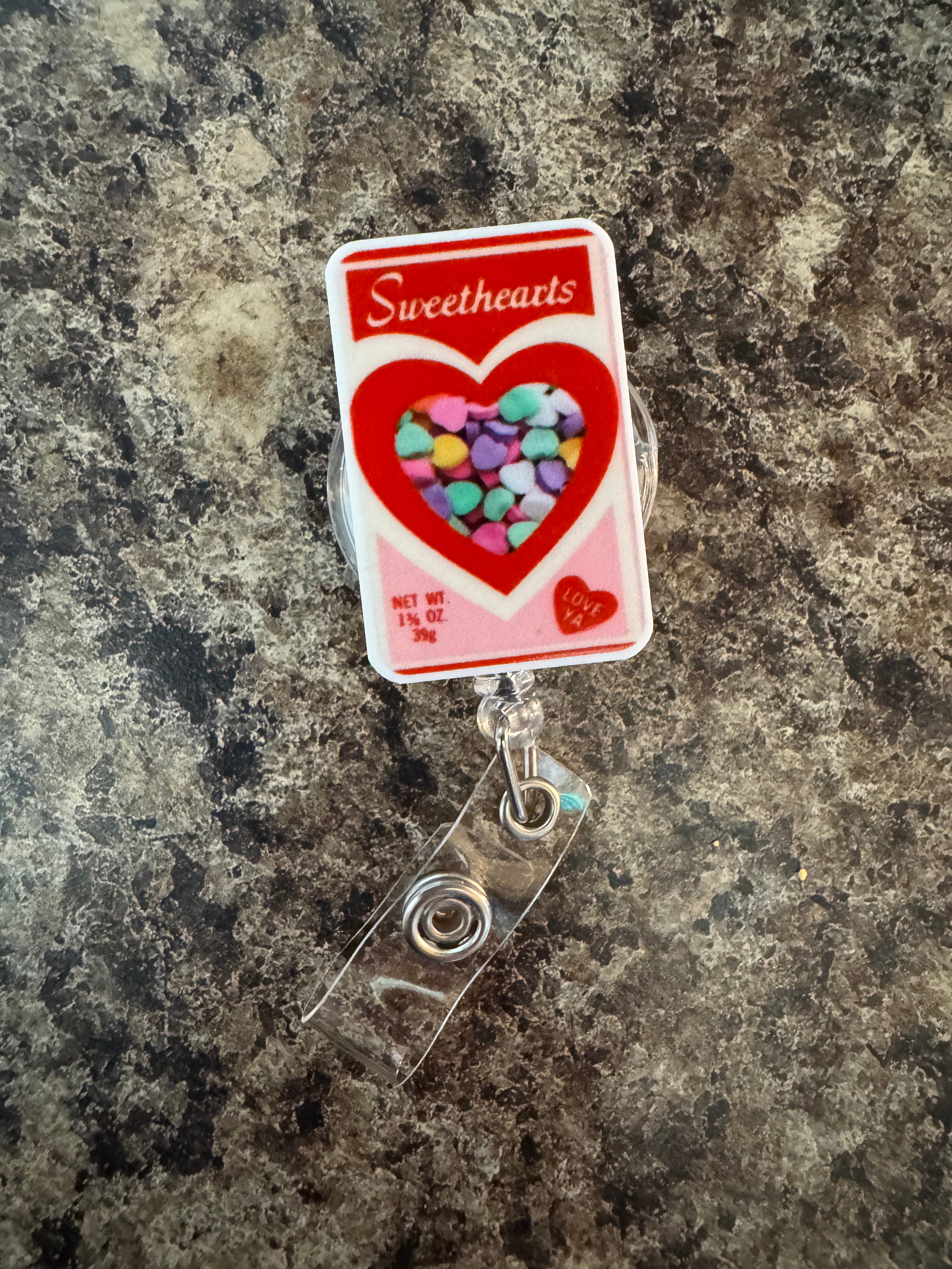 Candy hearts badge reel