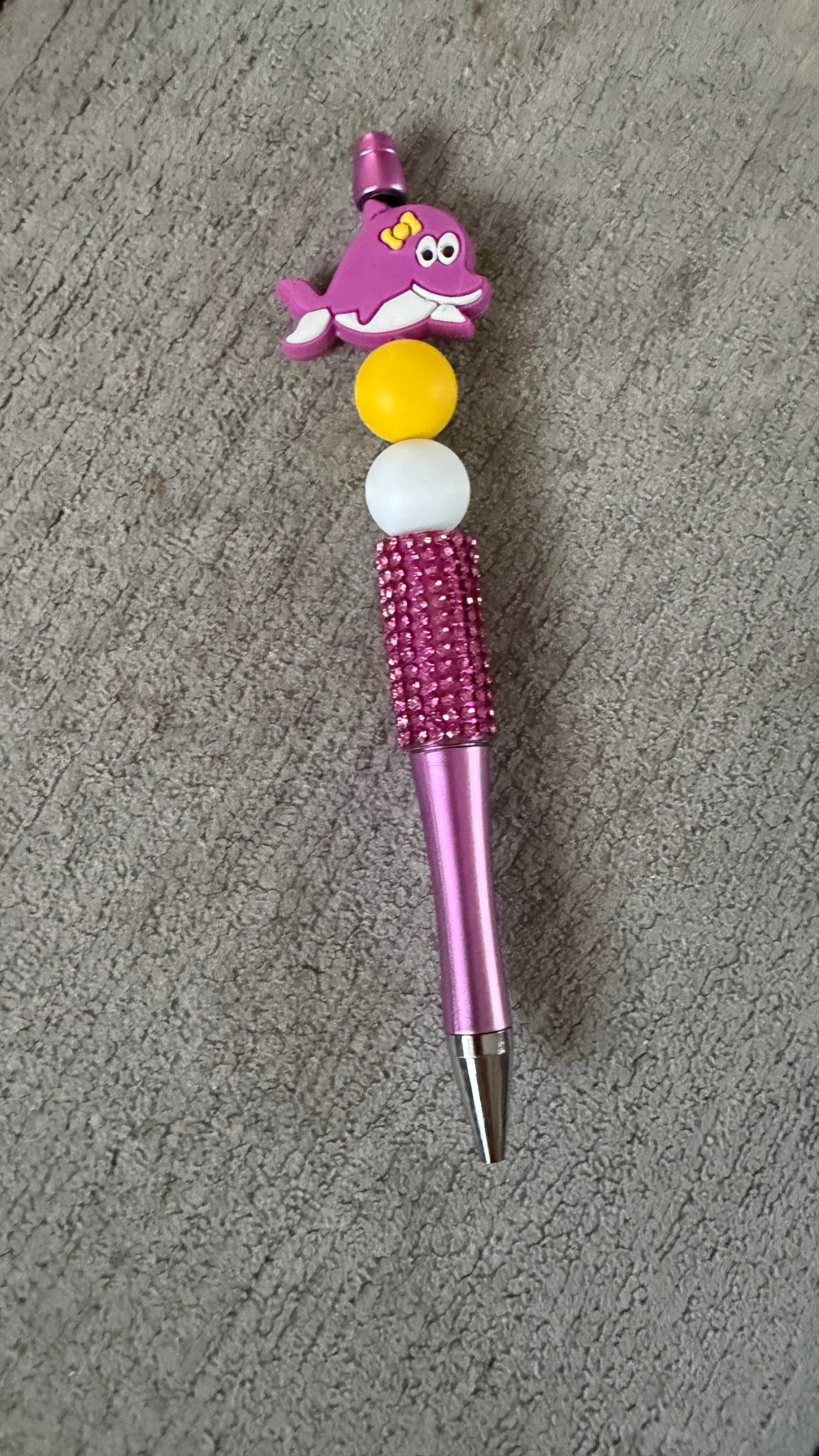 Purple dolphin rhinestone pen