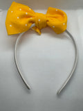 Yellow polka dot hard headband