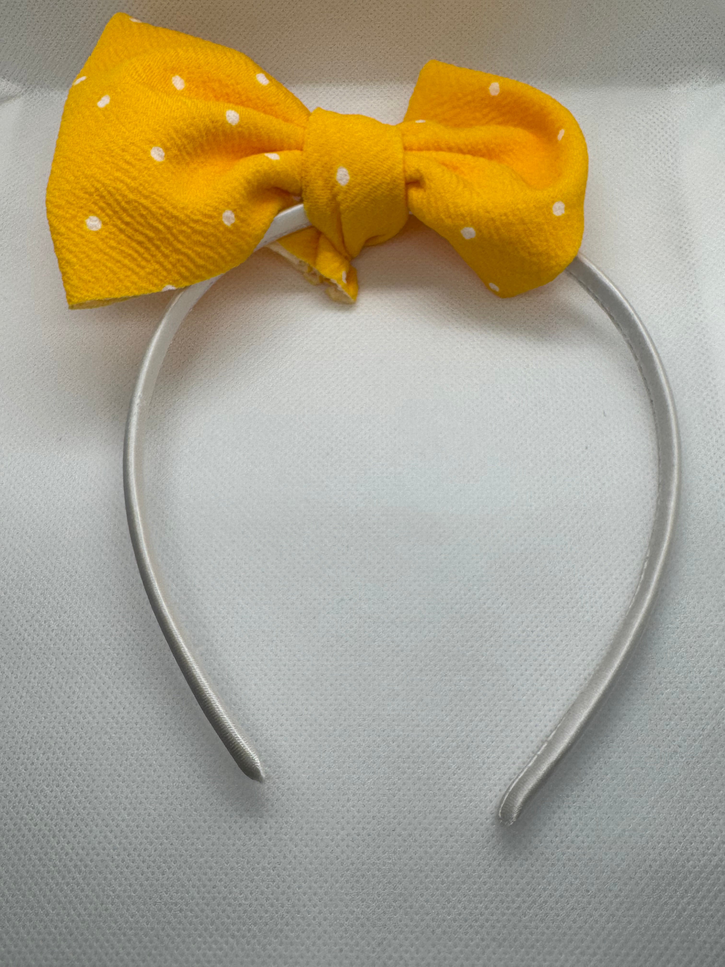 Yellow polka dot hard headband