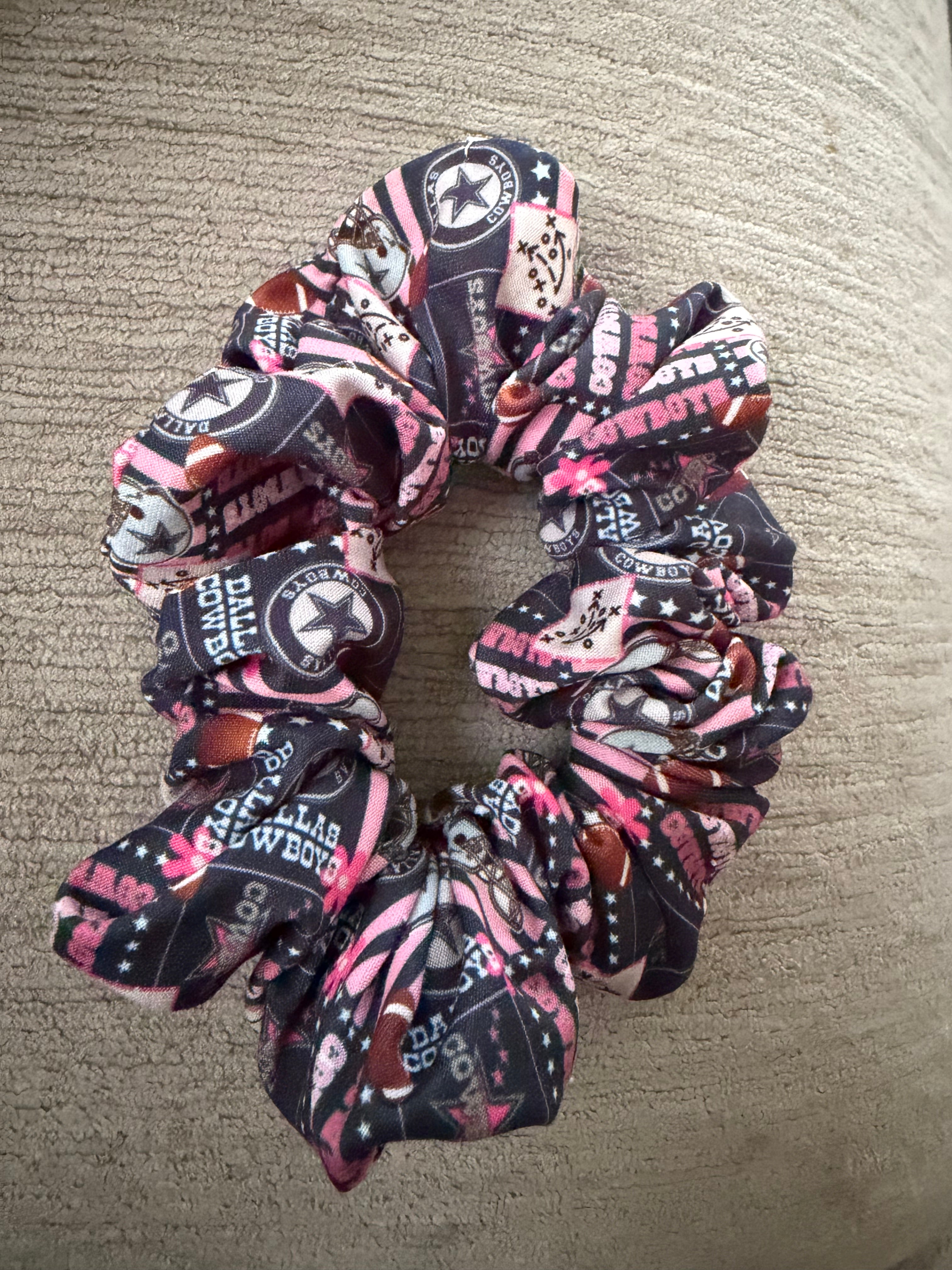 Football pink star scrunchie