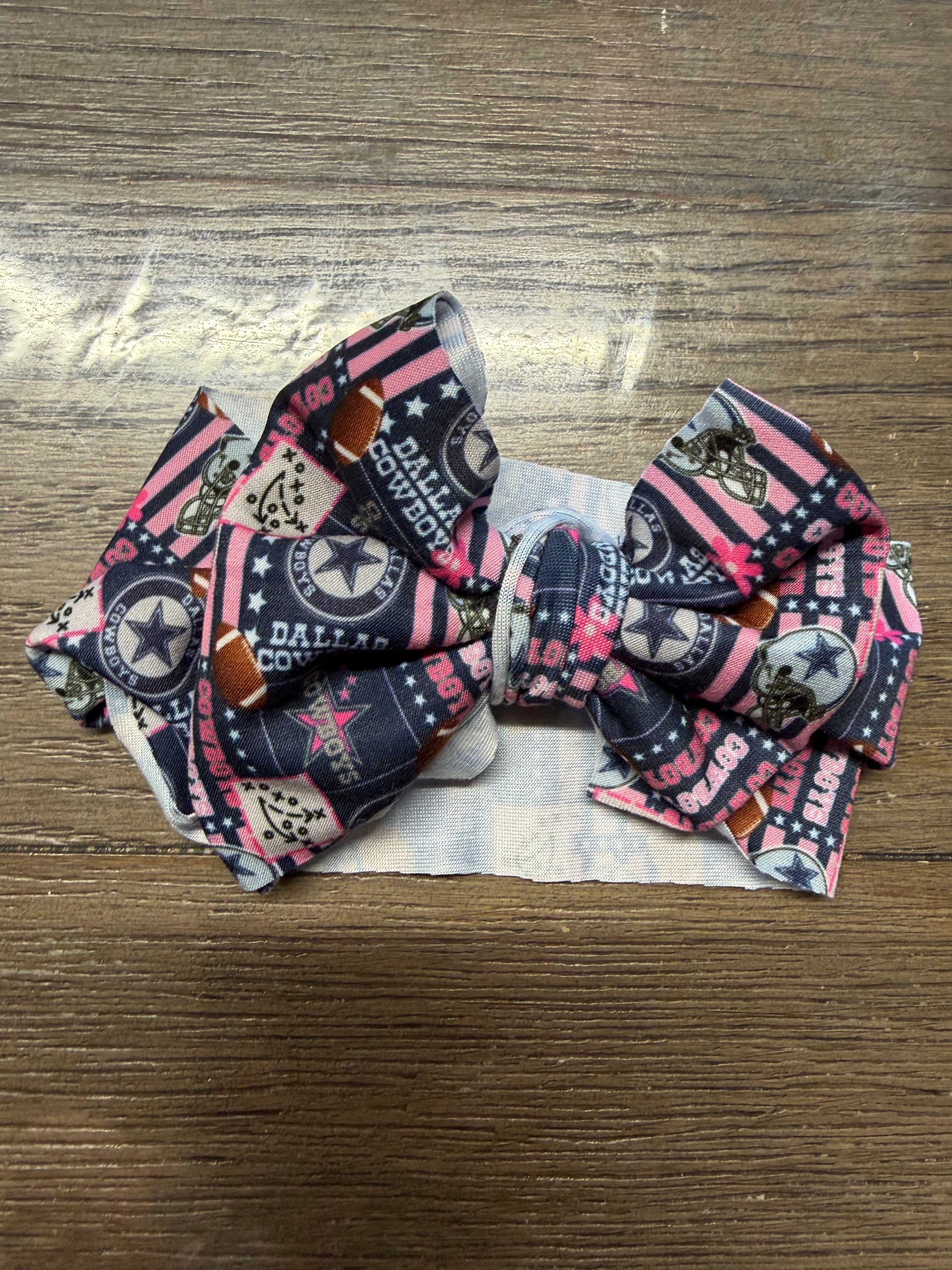 Football pink star head wrap newborn