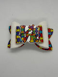 Autism love straw topper bow